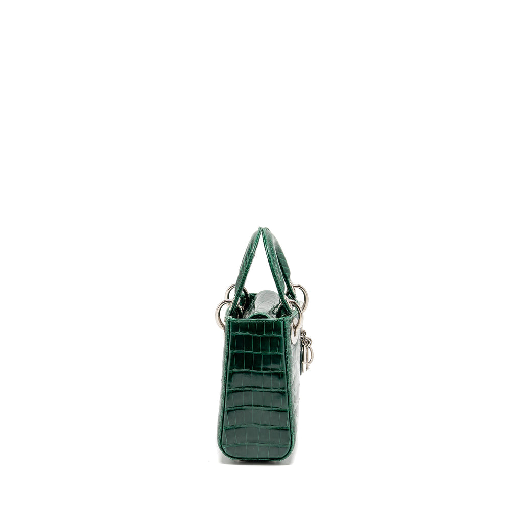 DIOR MINI LADY DIOR CROCODILE GREEN SHW