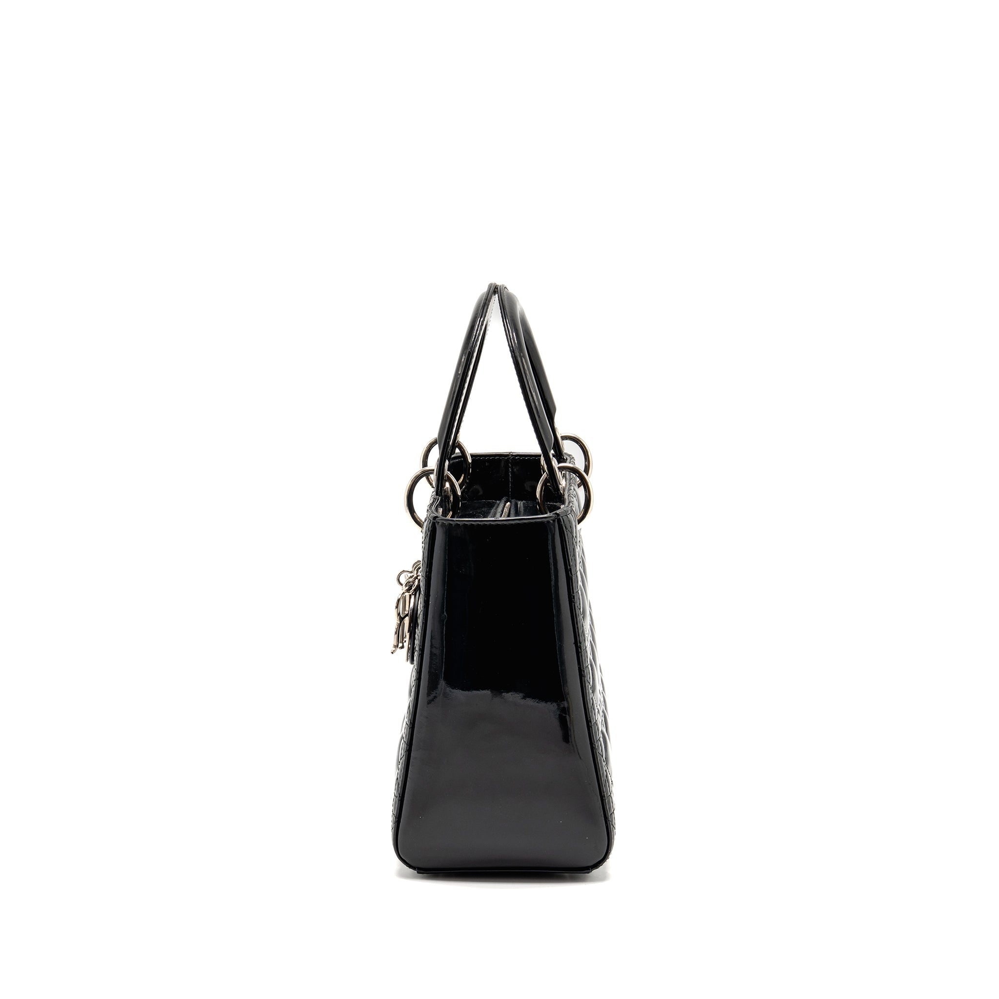 DIOR MEDIUM LADY DIOR PATENT BLACK SHW