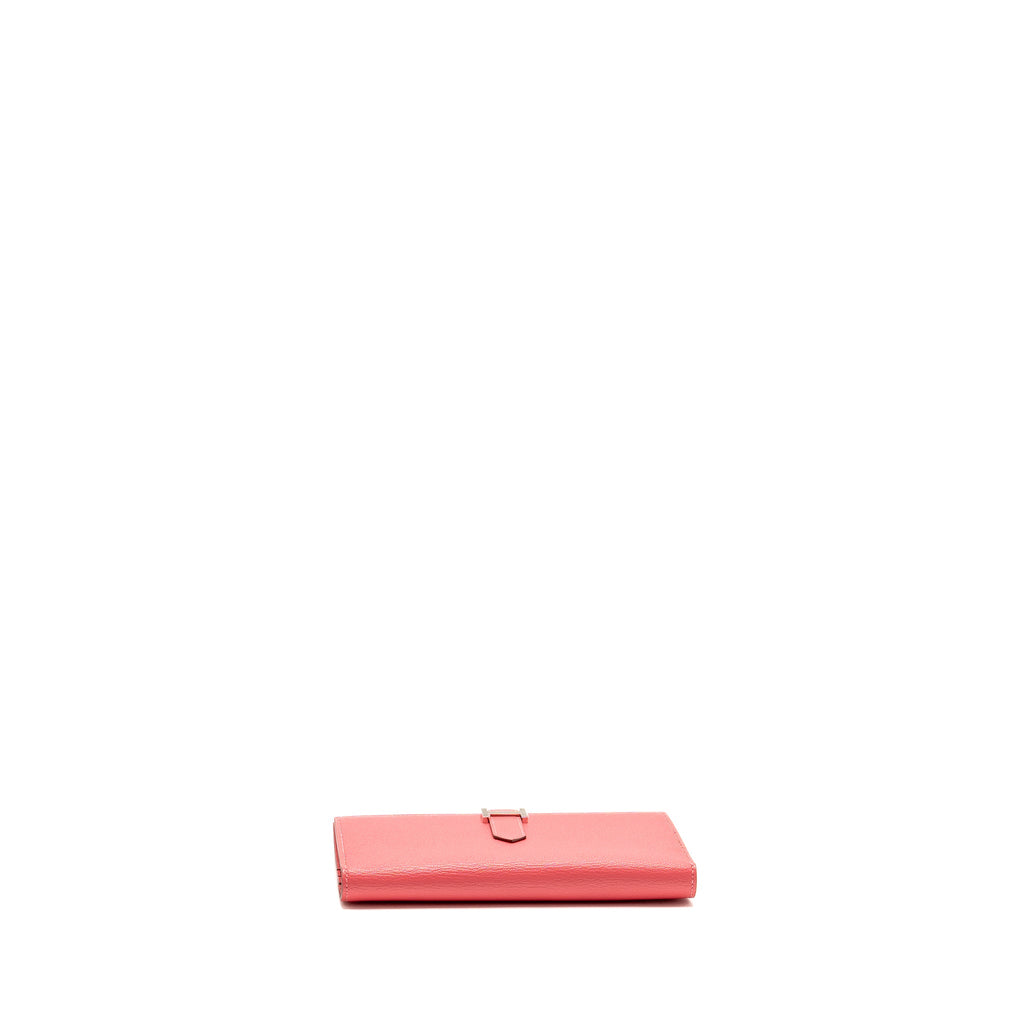 HERMES BÉARN SOUFFLET WALLET CHEVRE MYSORE ROSE LIPSTICK SHW
