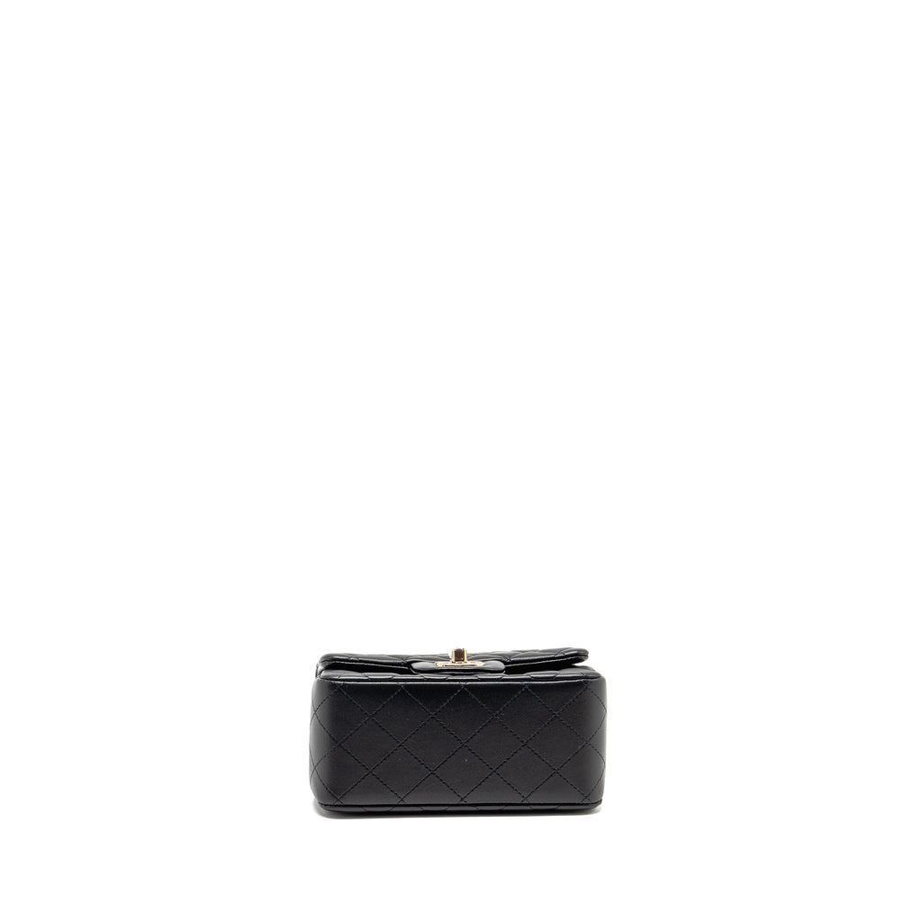 CHANEL CLASSIC MINI SQUARE FLAP BAG LAMBSKIN BLACK LGHW (MICROCHIP)