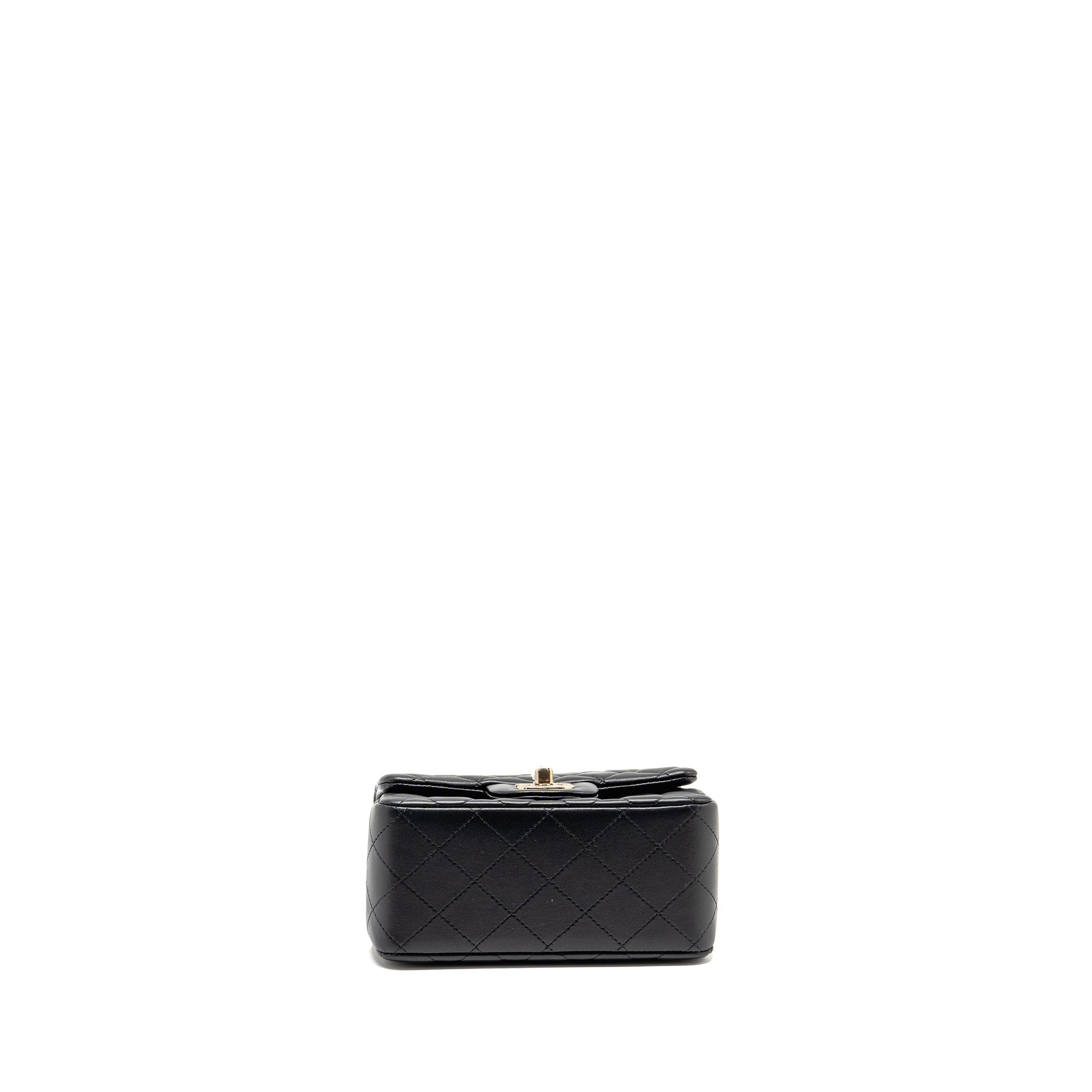 CHANEL CLASSIC MINI SQUARE FLAP BAG LAMBSKIN BLACK LGHW (MICROCHIP)