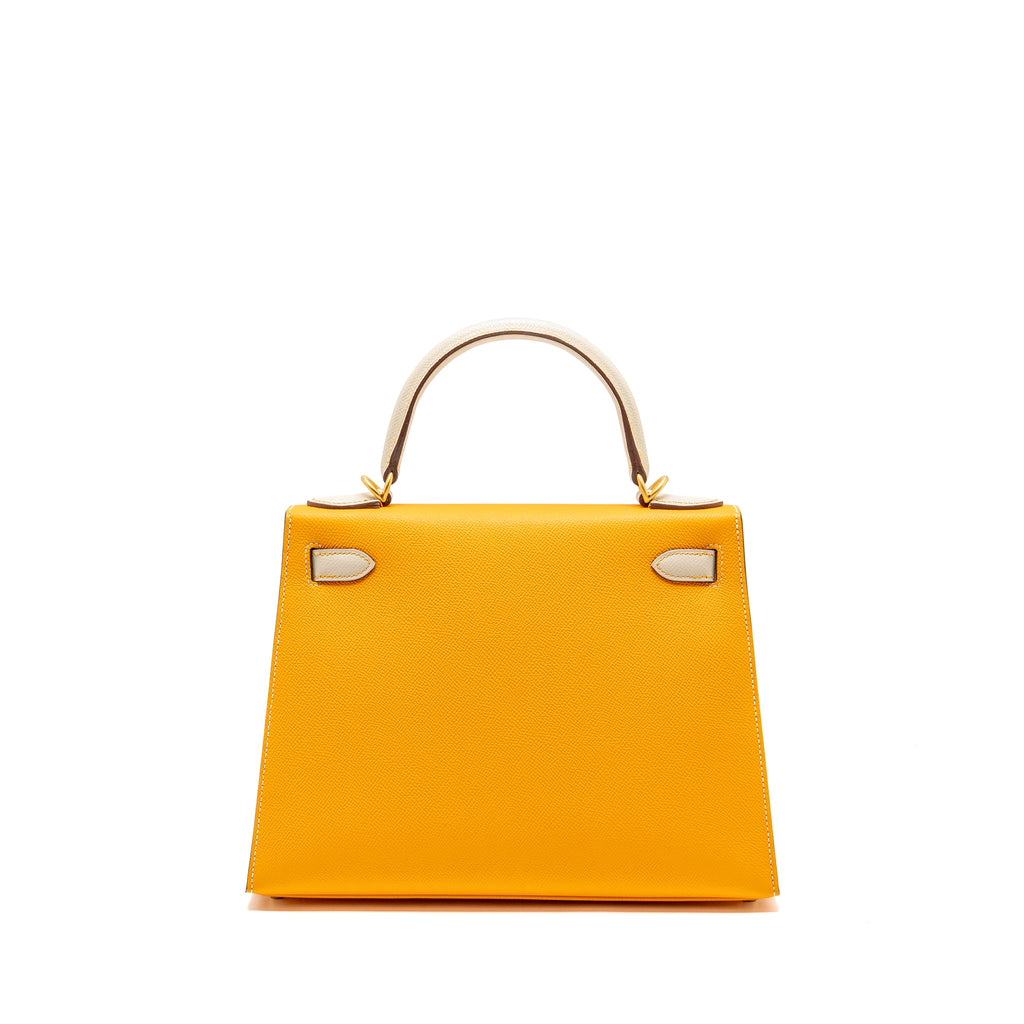 HERMES KELLY 28 SPECIAL ORDER EPSOM JAUNE D’OR/CRAIE BRUSHED GHW