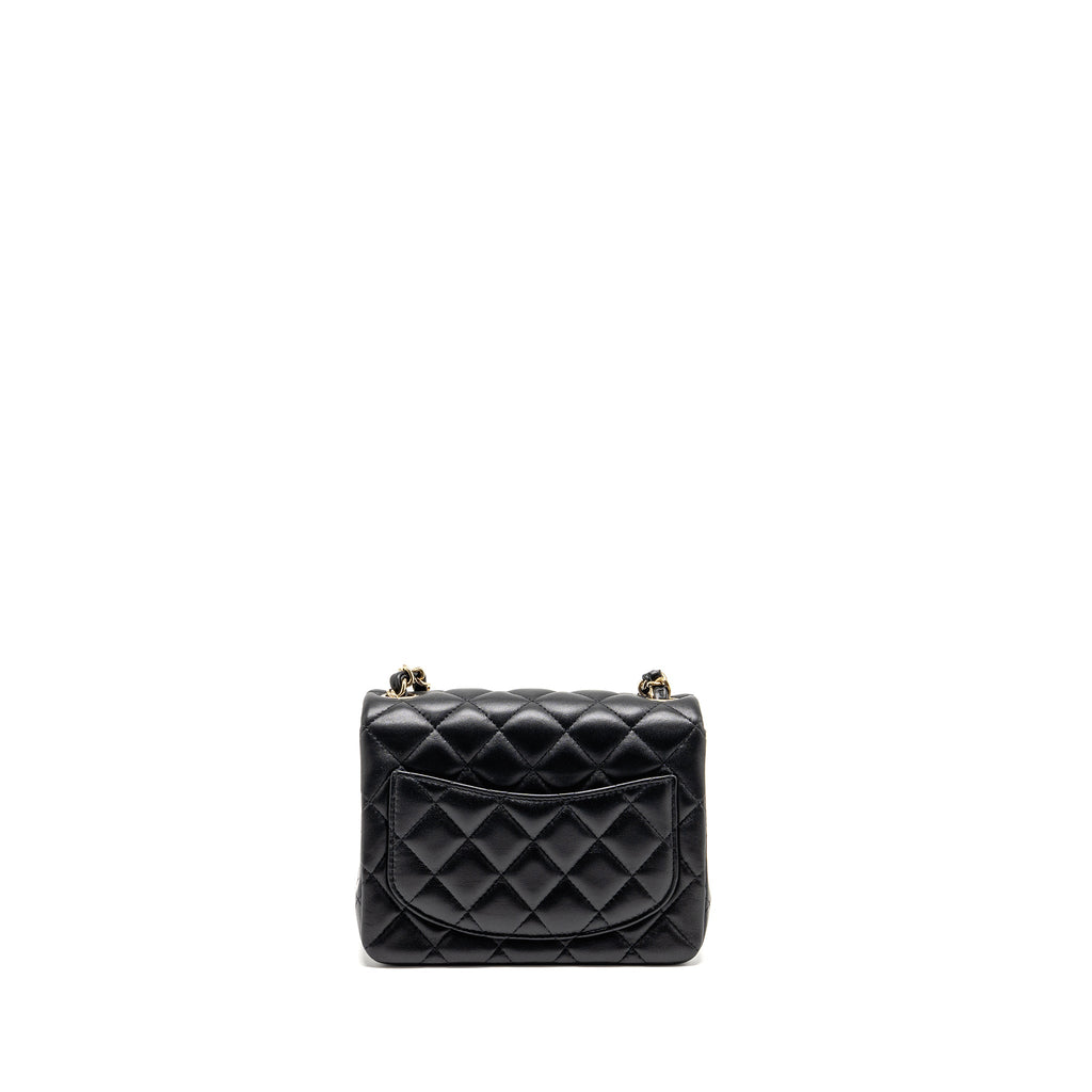 CHANEL CLASSIC MINI SQUARE FLAP BAG LAMBSKIN BLACK LGHW (MICROCHIP)