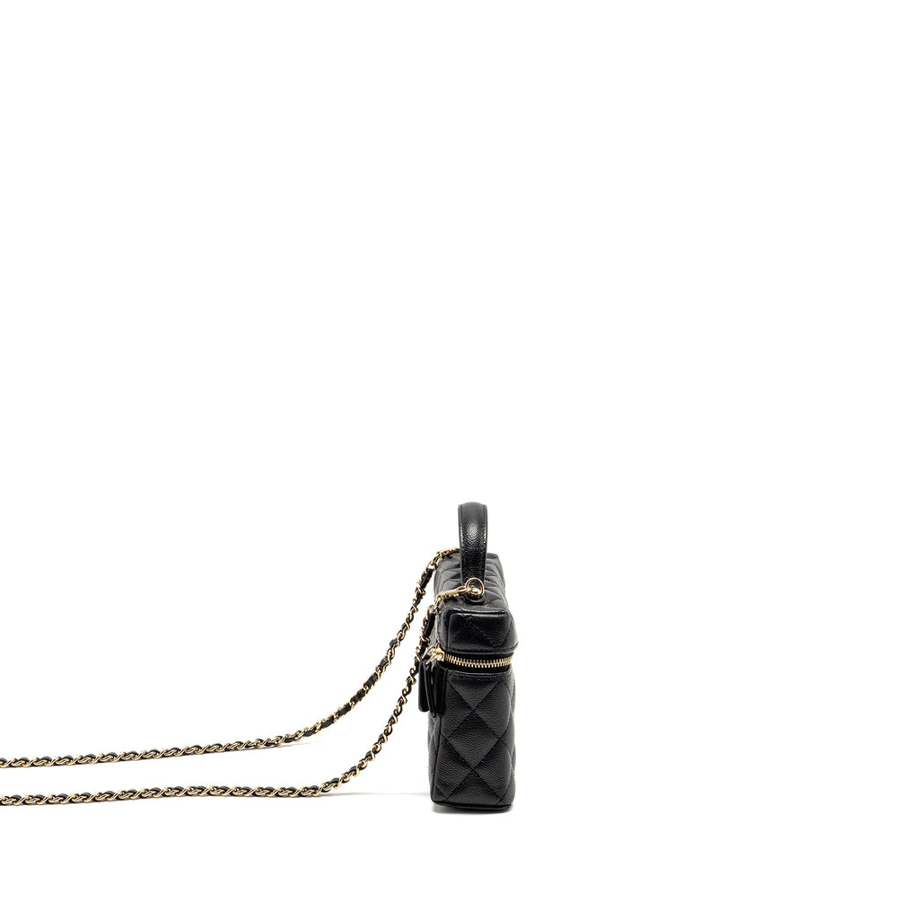 CHANEL 25P CC TOP HANDLE VANITY BAG CAVIAR BLACK LGHW (MICROCHIP)