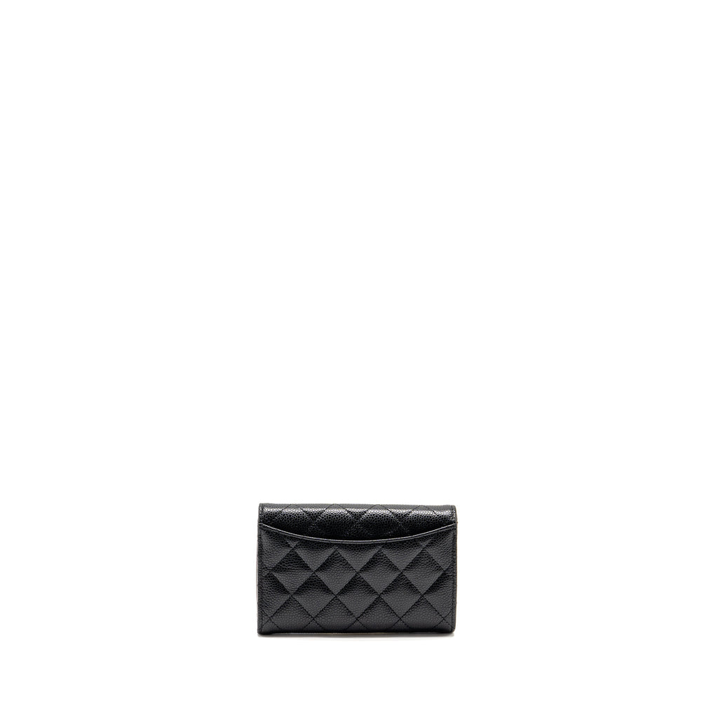 CHANEL MEDIUM CLASSIC FLAP COMPACT WALLET CAVIAR BLACK GHW(MICROCHIP)