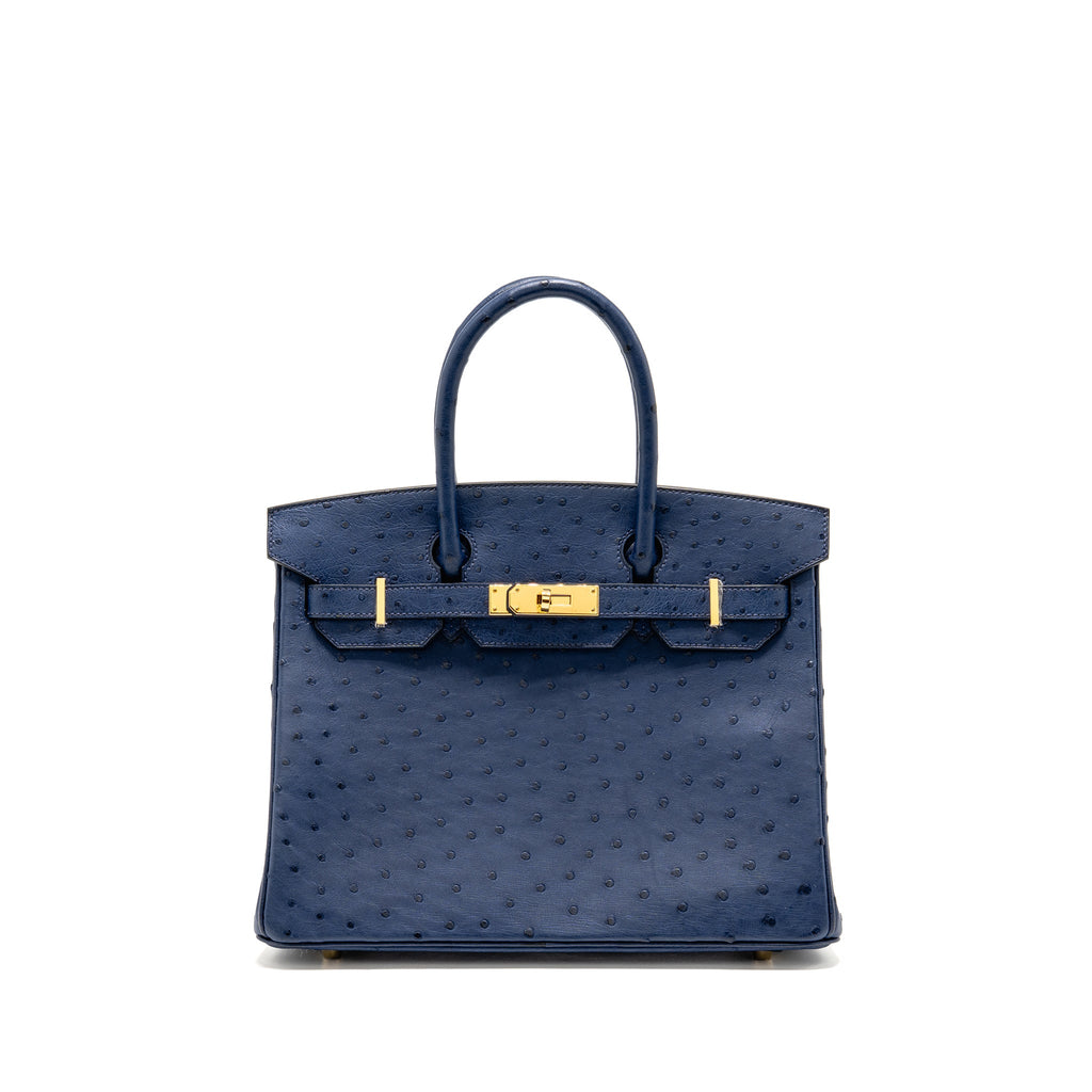 HERMES BIRKIN 30 OSTRICH BLUE IRIS GHW