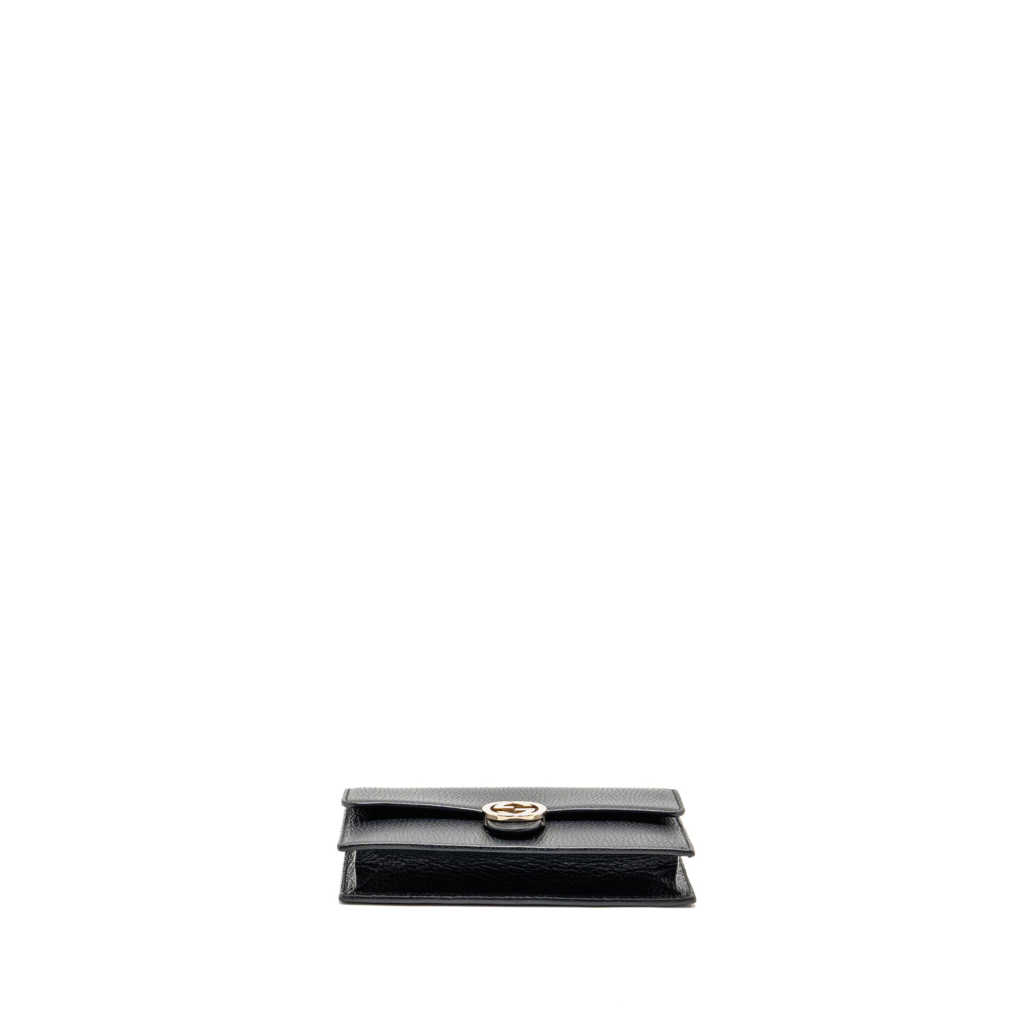 GUCCI INTERLOCKING CHAIN WALLET CALFSKIN BLACK GHW