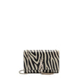 SAINT LAURENT/YSL MEDIUM KATE SHOULDER BAG WITH TASSEL EMBOSSED LEATHER BLACK/WHITE SHW