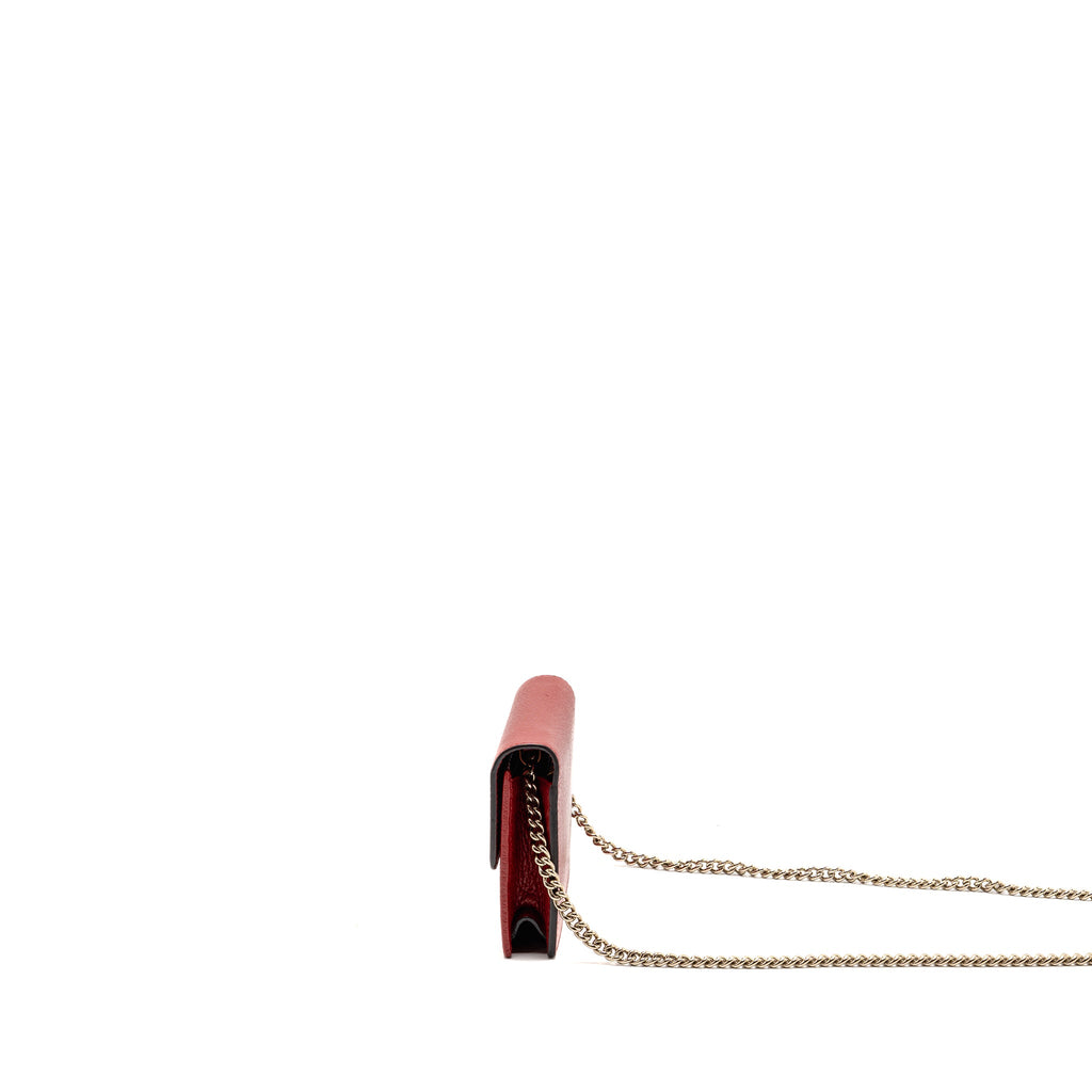 GUCCI INTERLOCKING CHAIN WALLET CALFSKIN RED GHW
