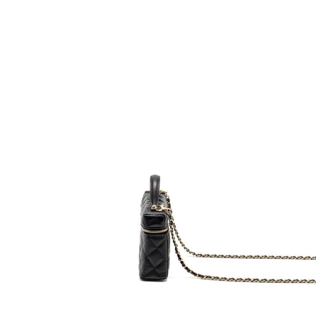 CHANEL 25P CC TOP HANDLE VANITY BAG CAVIAR BLACK LGHW (MICROCHIP)