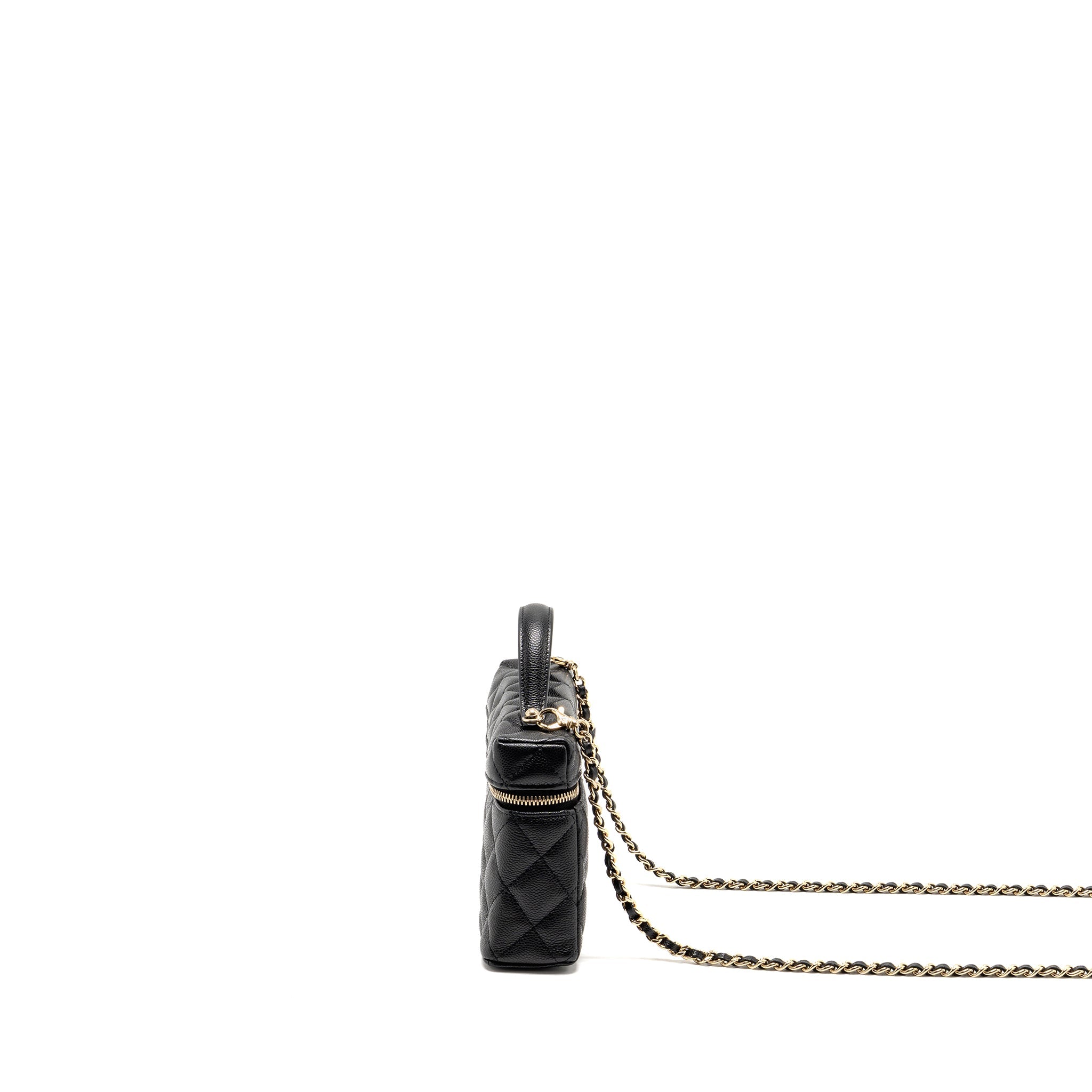 CHANEL 25P CC TOP HANDLE VANITY BAG CAVIAR BLACK LGHW (MICROCHIP)