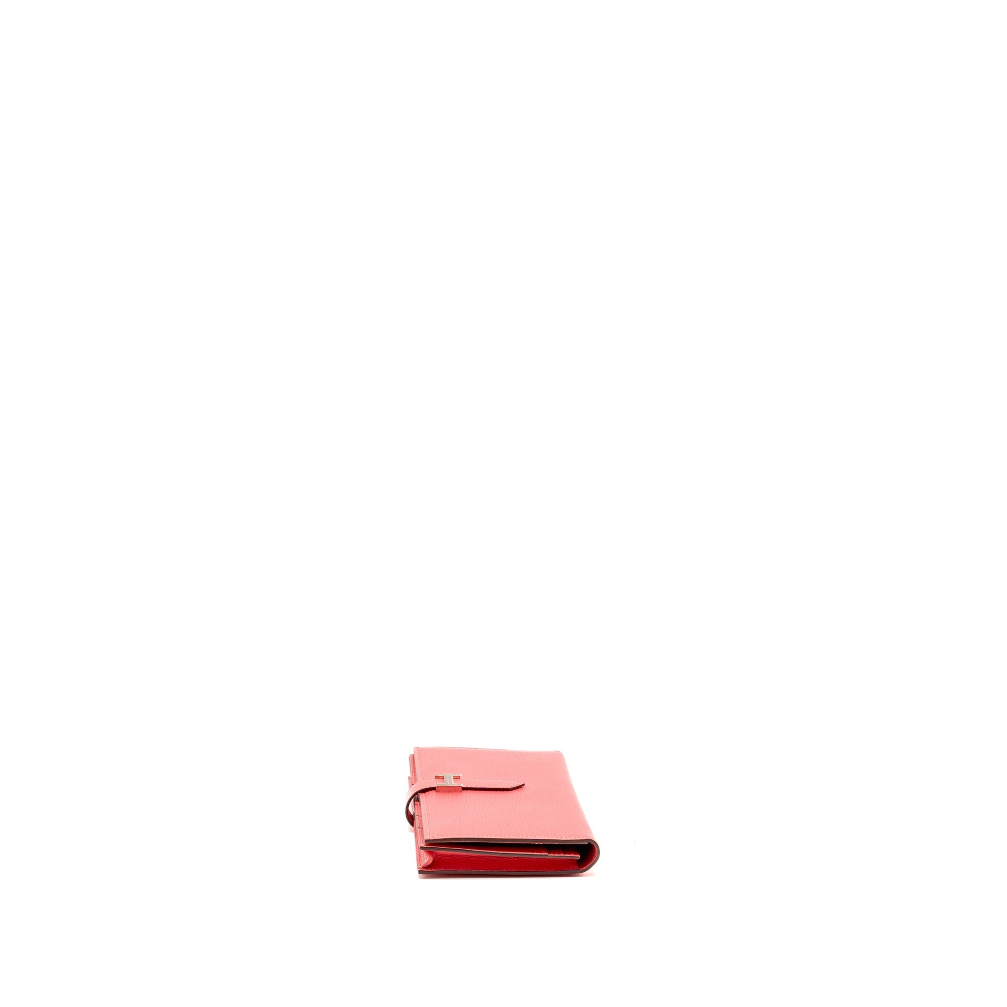 HERMES BÉARN SOUFFLET WALLET CHEVRE MYSORE ROSE LIPSTICK SHW