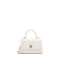 CHANEL SMALL COCO HANDLE CAVIAR WHITE LGHW (MICROCHIP)