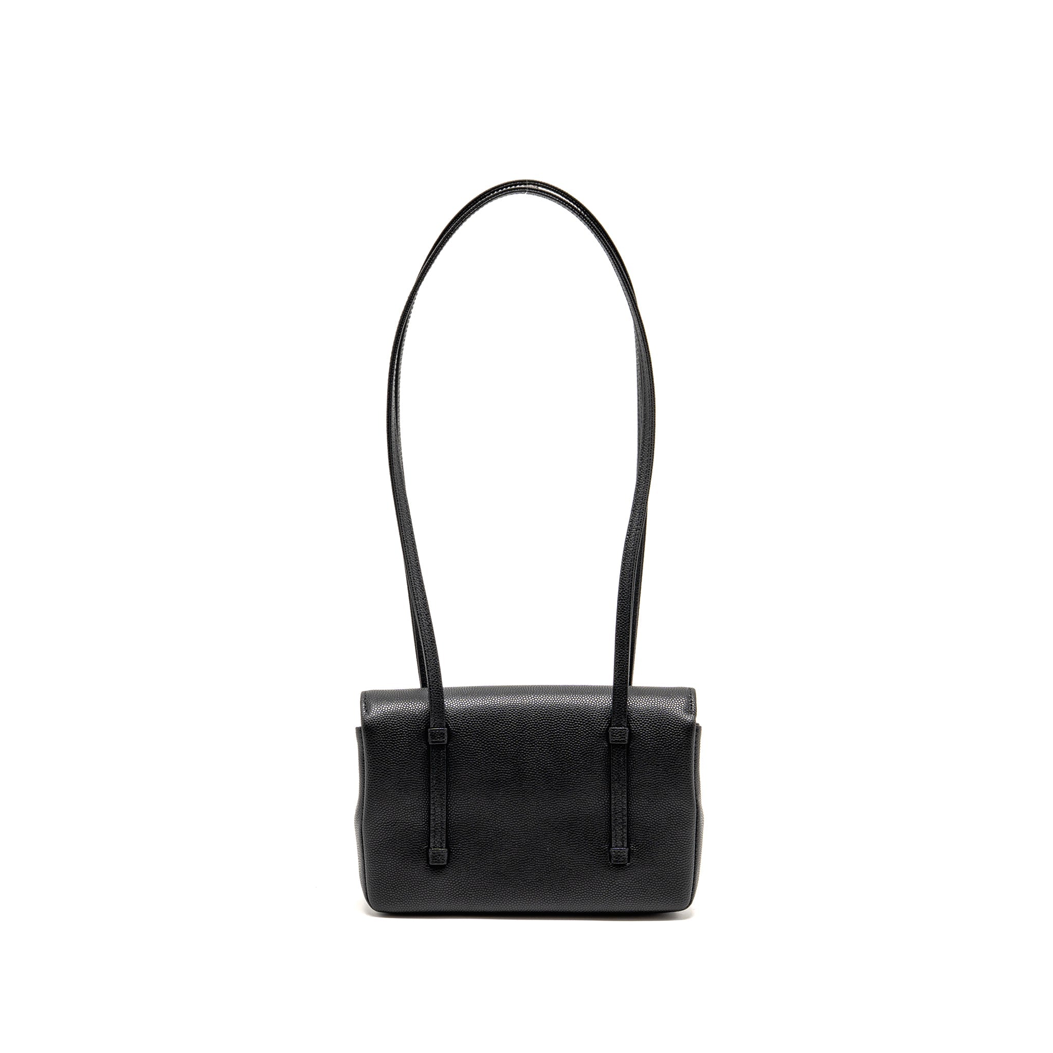 CHANEL 26P PREPPY COCO CLUTCH WITH LEATHER STRAP GRAINED SHINY CALFSKIN BLACK GHW (MICROCHIP)
