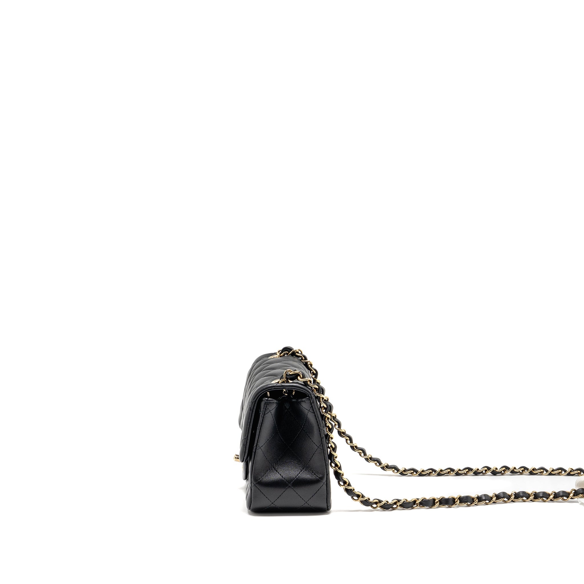 CHANEL CLASSIC MINI SQUARE FLAP BAG LAMBSKIN BLACK LGHW (MICROCHIP)