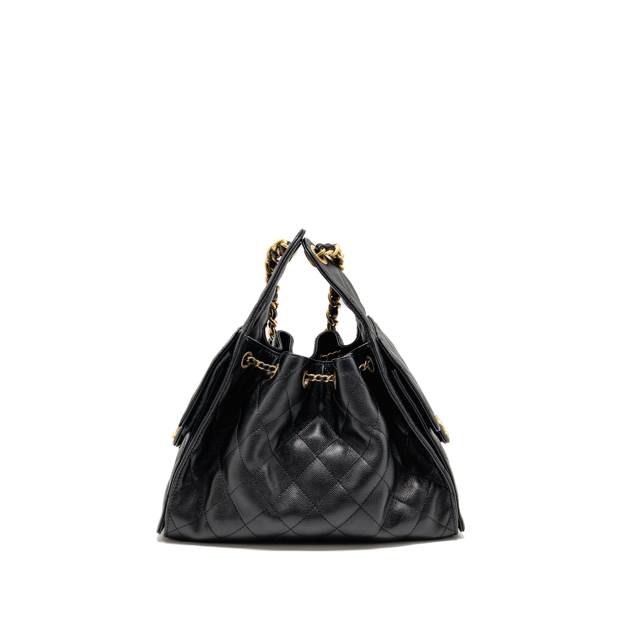 CHANEL SMALL 25 BAG CAVIAR BLACK GHW (MICROCHIP)