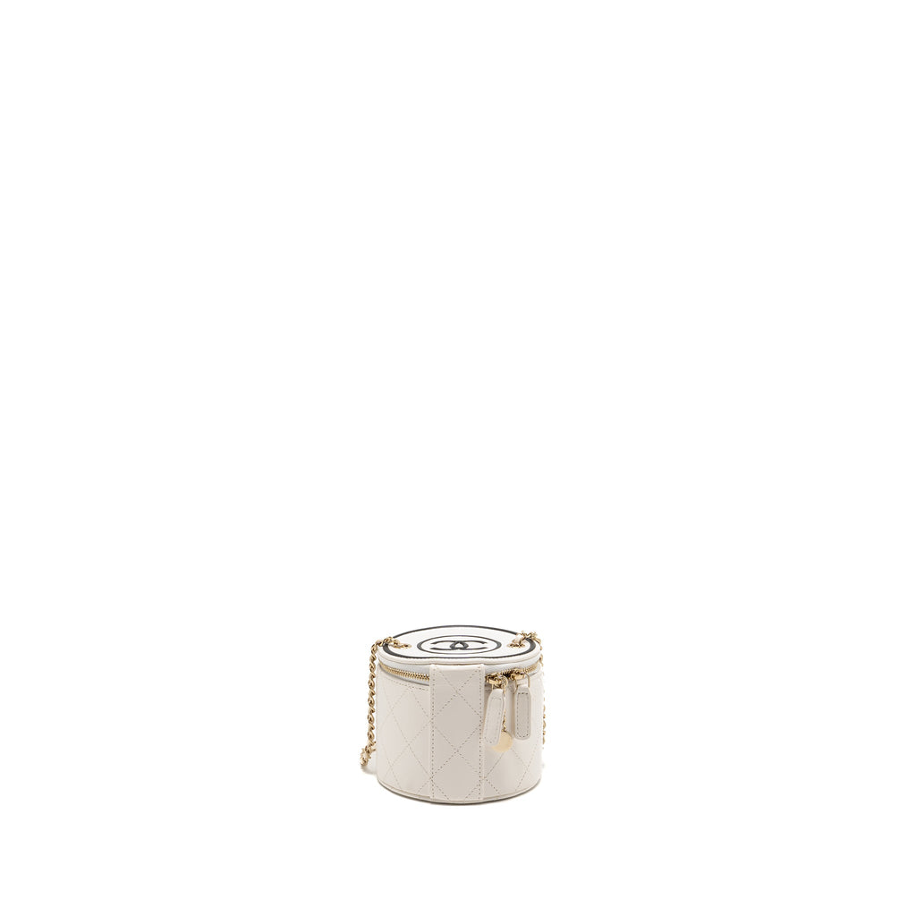 CHANEL CC LOGO CHAINS WITH CHARM VANITY CALFSKIN WHITE LGHW