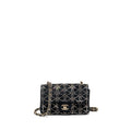 CHANEL MINI RECTANGULAR FLAP BAG VELVET WITH CRYSTAL BLACK LGHW