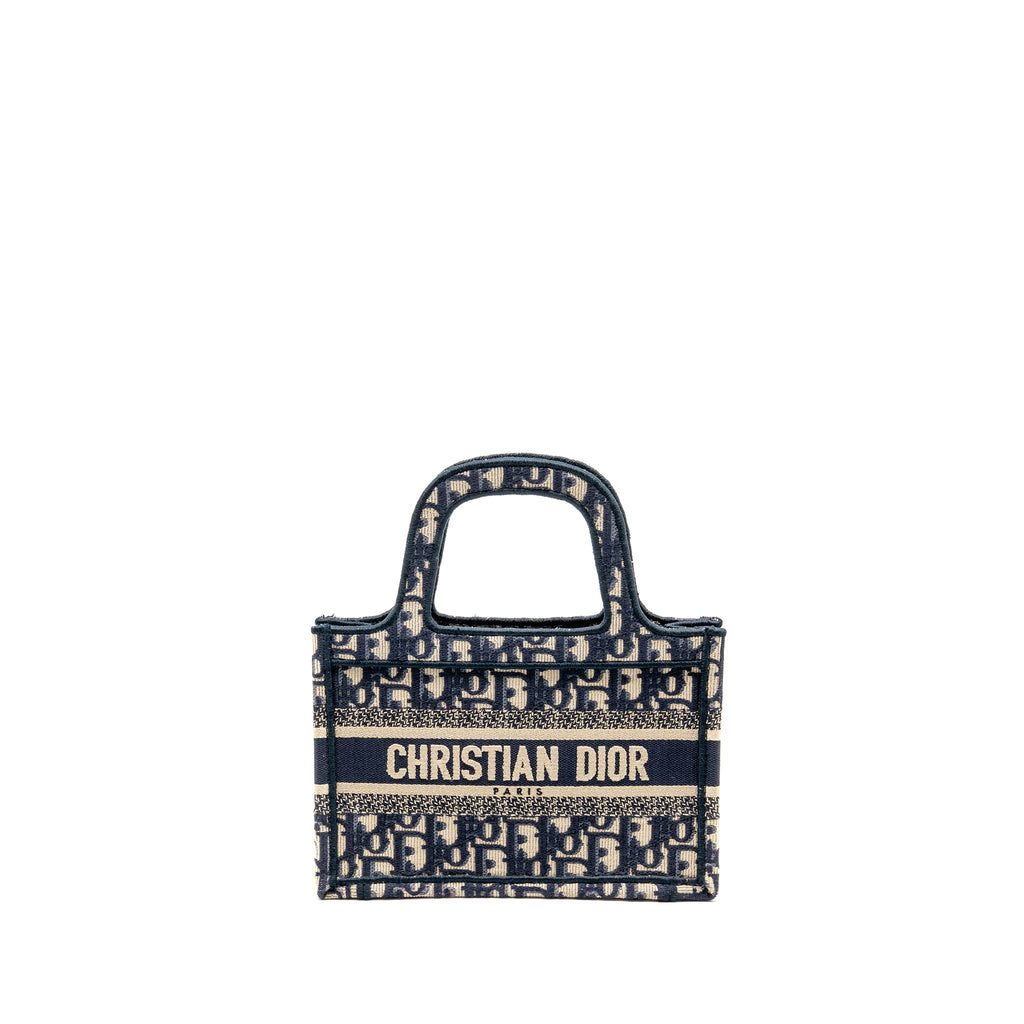 DIOR MINI BOOK TOTE OBLIQUE EMBROIDERY BLUE