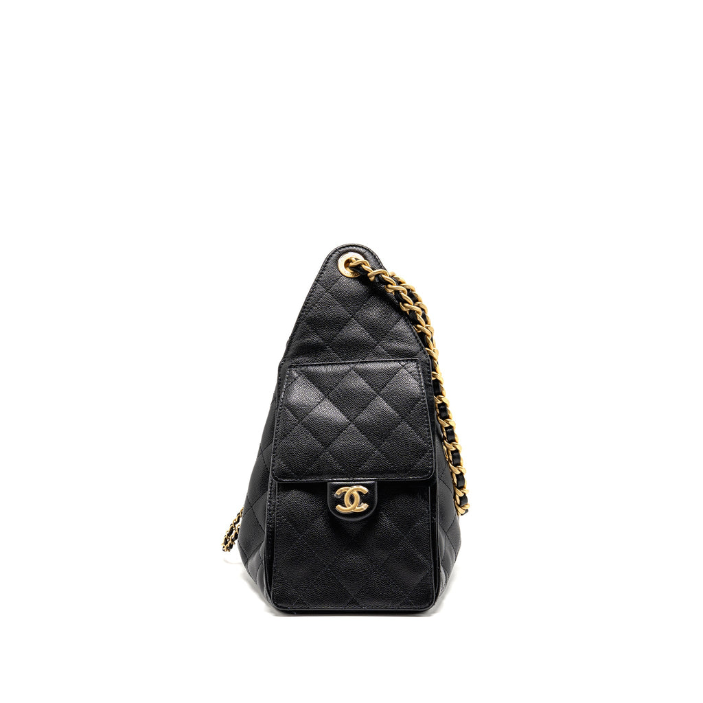CHANEL SMALL 25 BAG CAVIAR BLACK GHW (MICROCHIP)