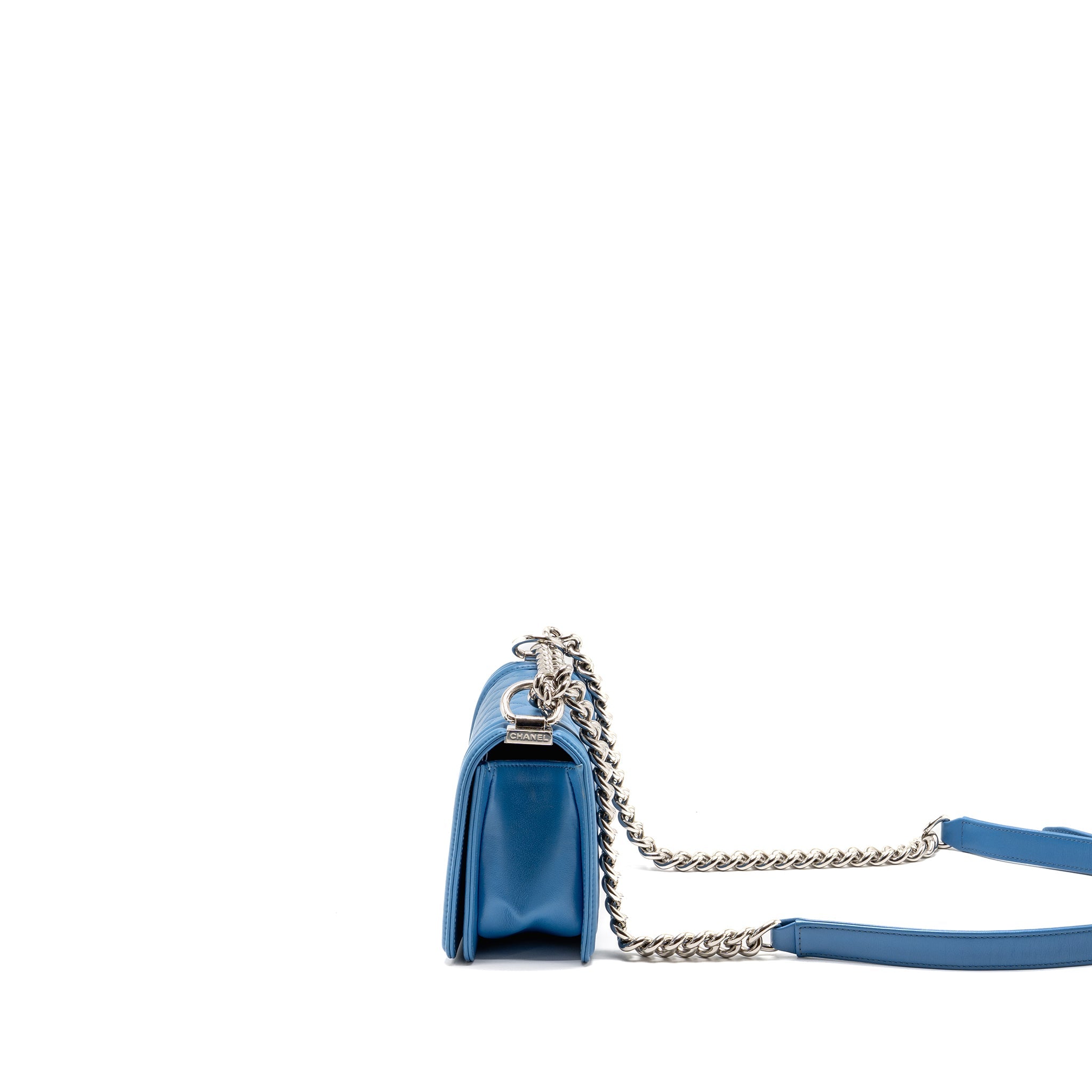 CHANEL SMALL BOY BAG CALFSKIN BLUE SHW