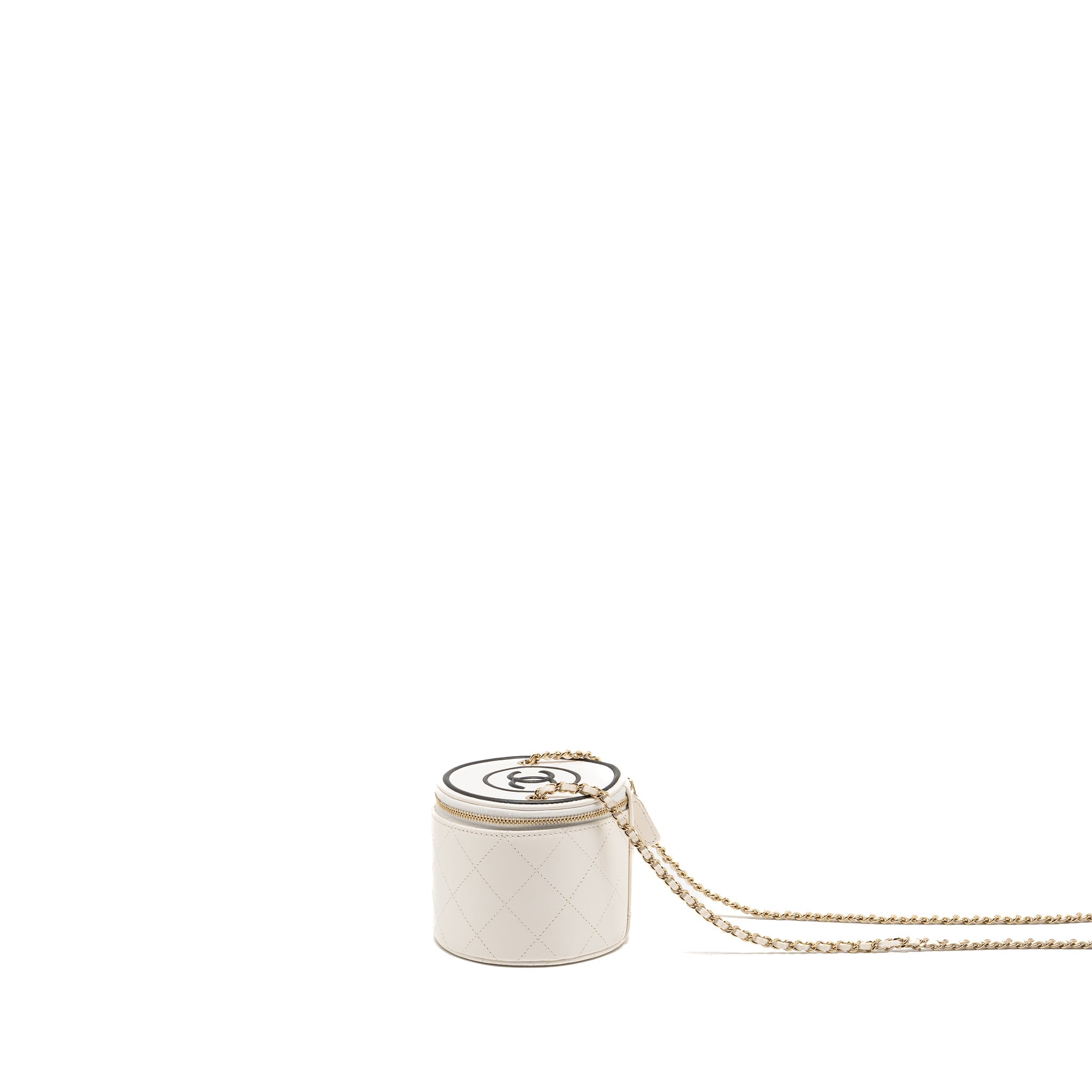 CHANEL CC LOGO CHAINS WITH CHARM VANITY CALFSKIN WHITE LGHW