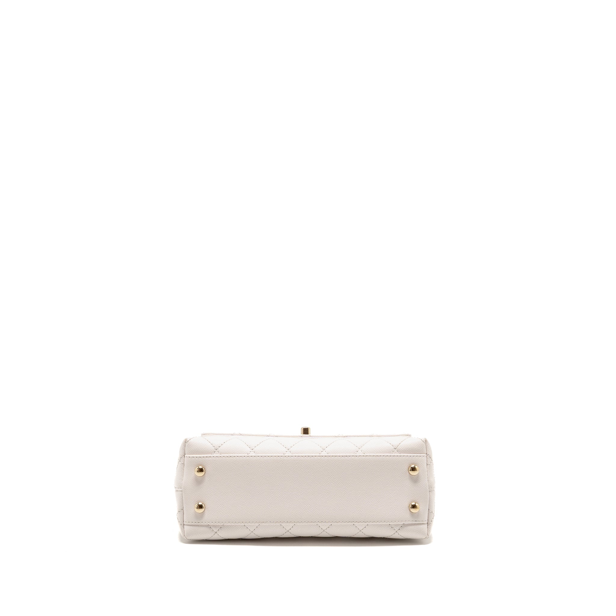 CHANEL SMALL COCO HANDLE CAVIAR WHITE LGHW (MICROCHIP)