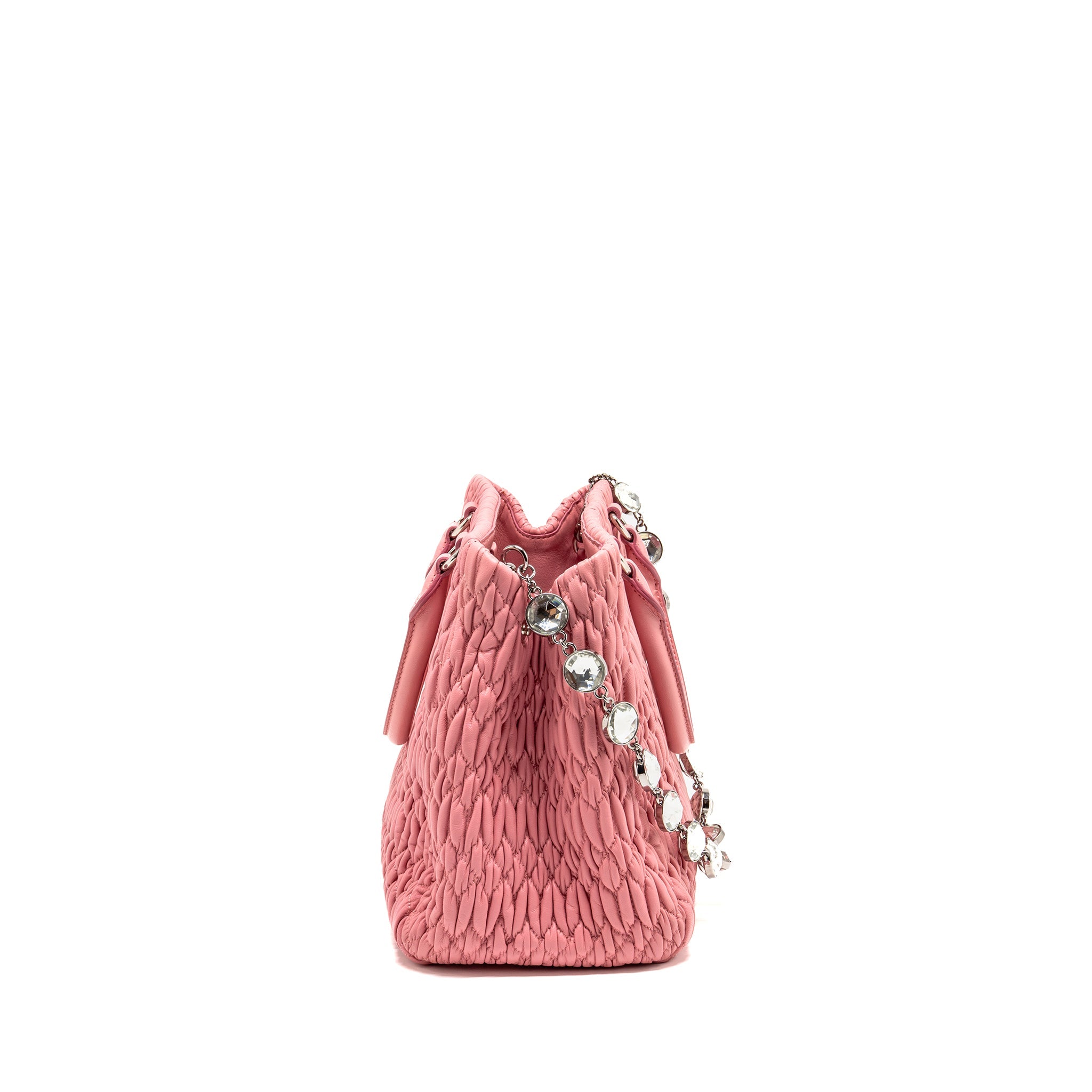 MIU MIU CRYSTAL TOTE BAG NAPPA PINK SHW
