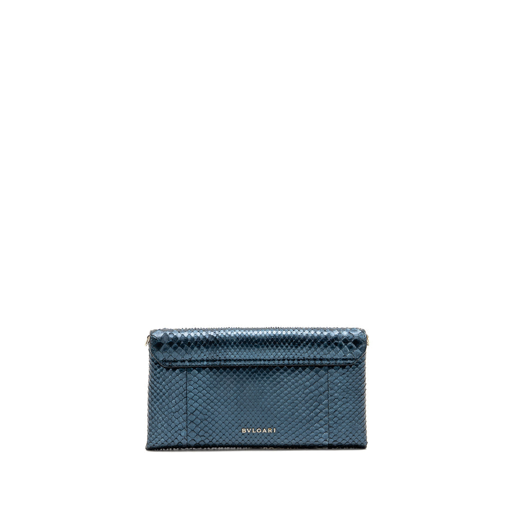 BVLGARI CLUTCH BAG PYTHON/NAPPA ROYAL SAPPHIRE/BLACK LGHW