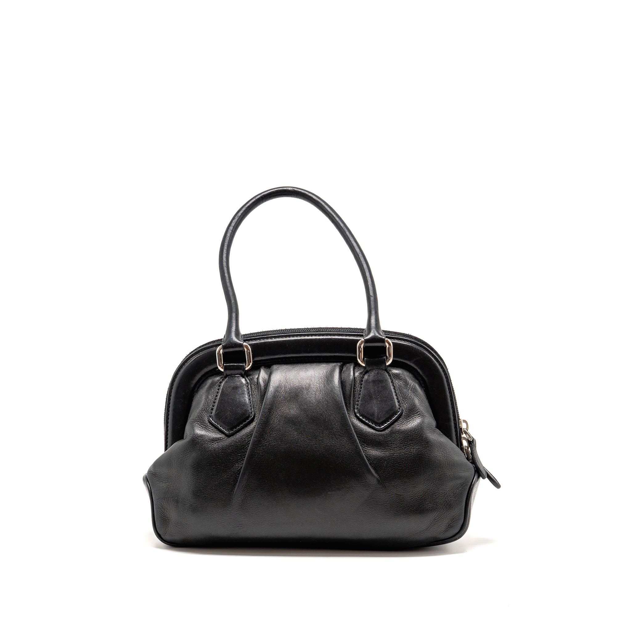 PRADA TOP HANDLE DANGLE BAG LEATHER BLACK SHW