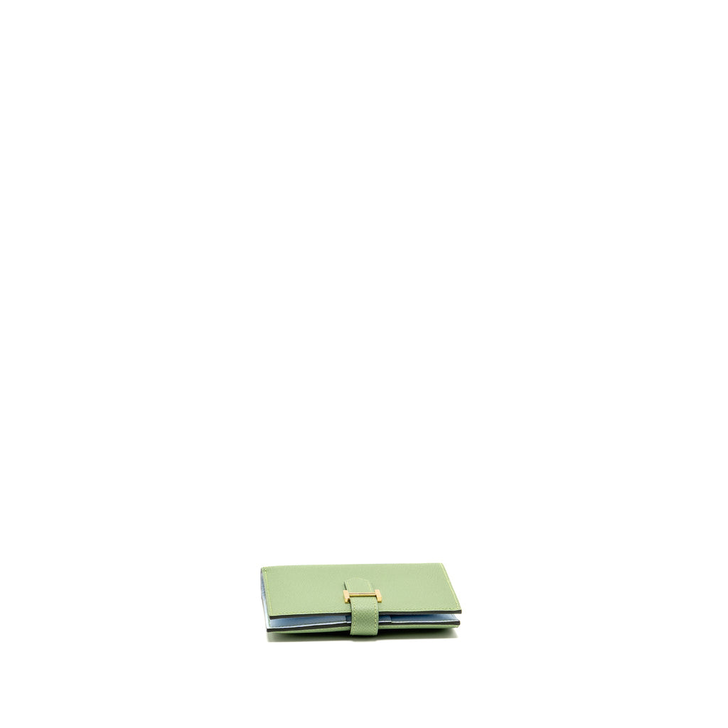 HERMES BEARN COMPACT VERSO WALLET EPSOM VERT CRIQUET/BLEU BRUME GHW