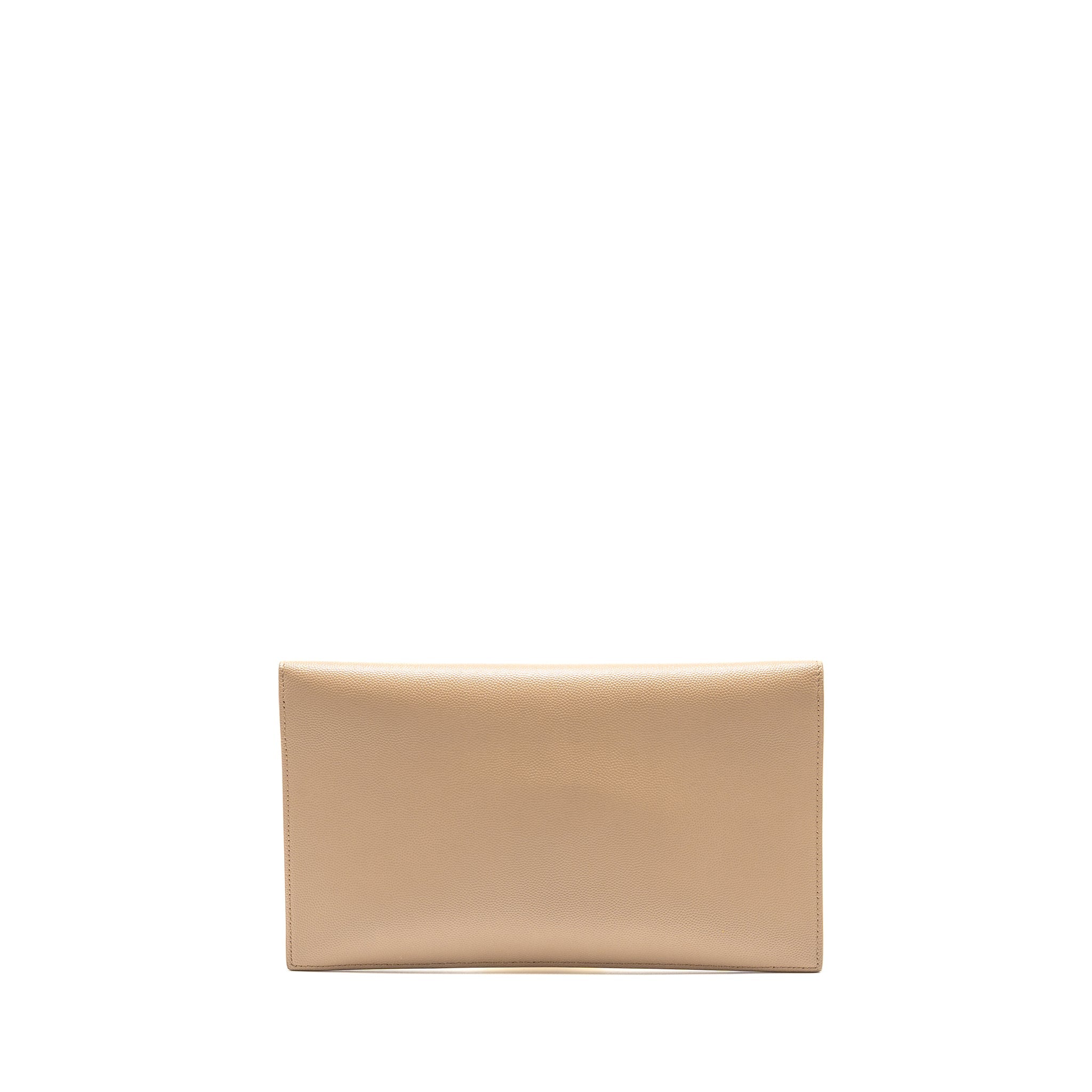 SAINT LAURENT UPTOWN CLUTCH GRAINED CALFSKIN BEIGE GHW