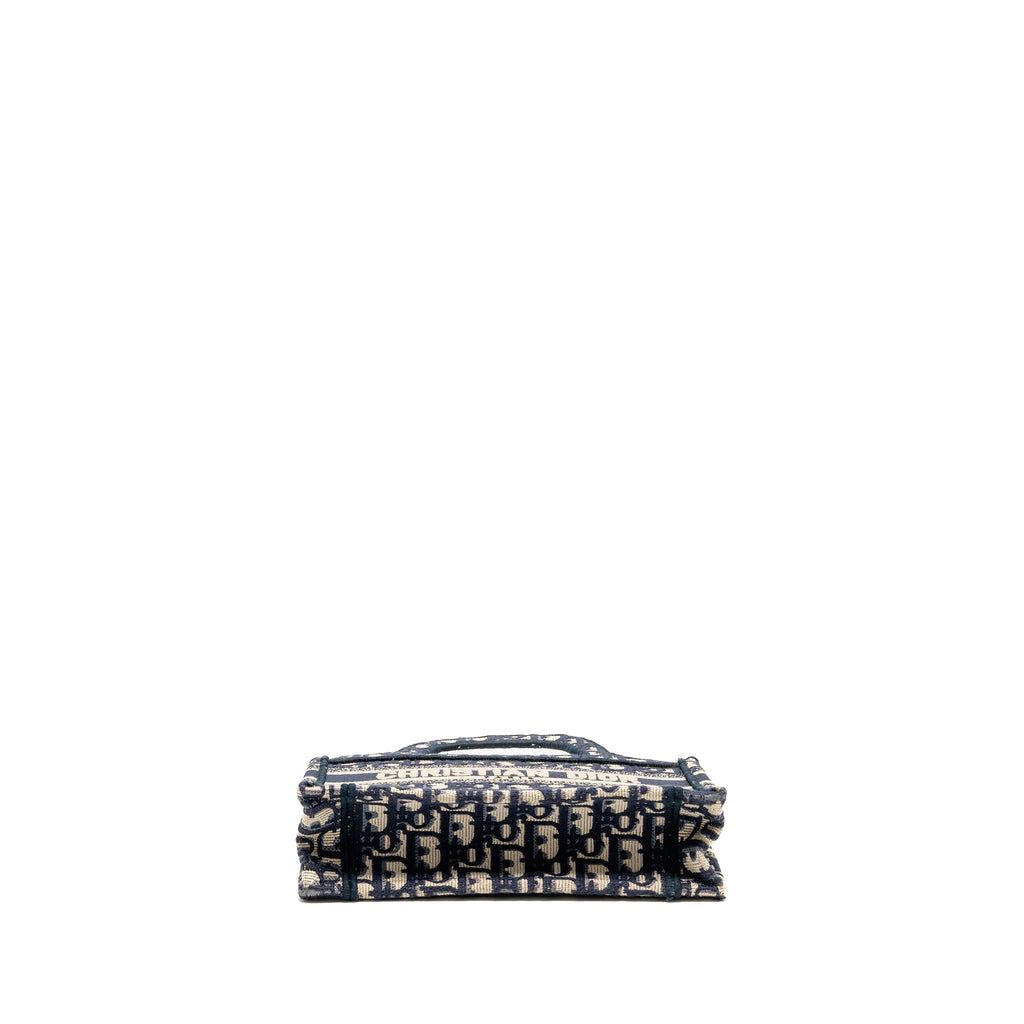 DIOR MINI BOOK TOTE OBLIQUE EMBROIDERY BLUE