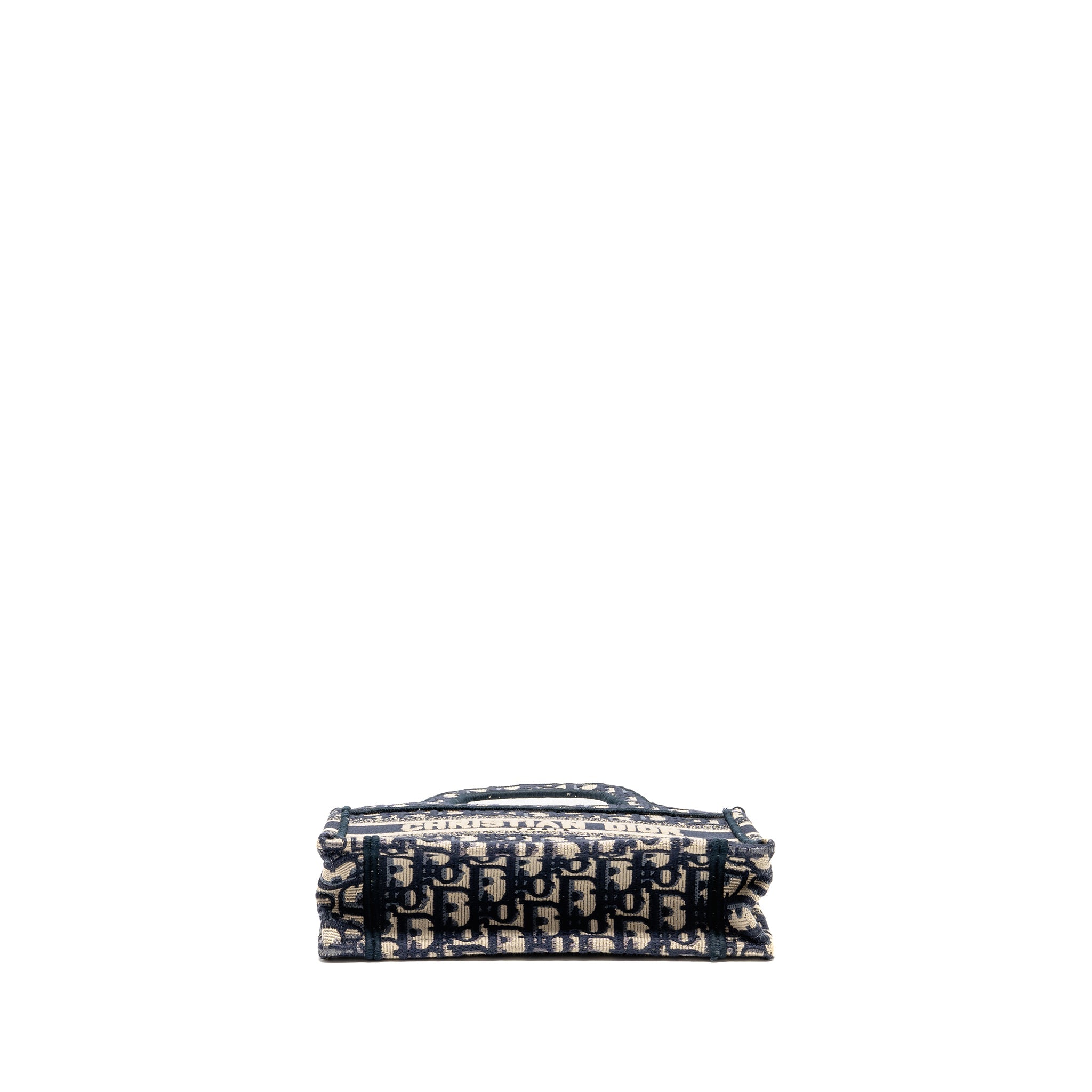 DIOR MINI BOOK TOTE OBLIQUE EMBROIDERY BLUE