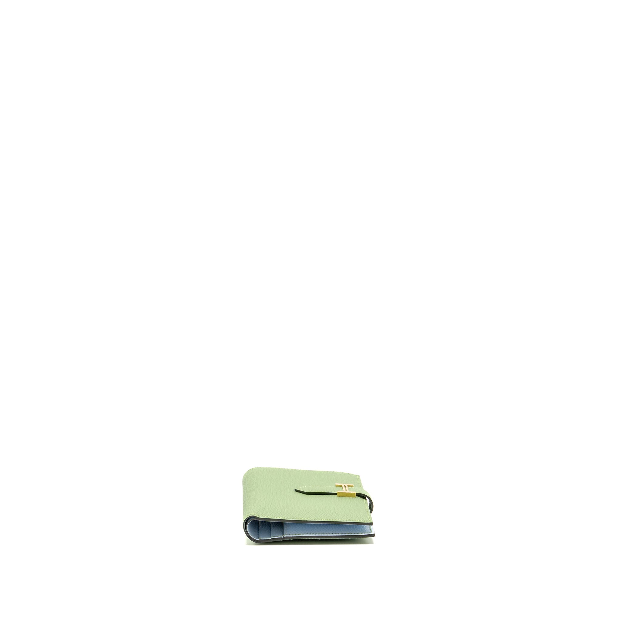 HERMES BEARN COMPACT VERSO WALLET EPSOM VERT CRIQUET/BLEU BRUME GHW