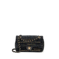 CHANEL MEDIUM SINGLE FLAP BAG TWEED BLACK GHW