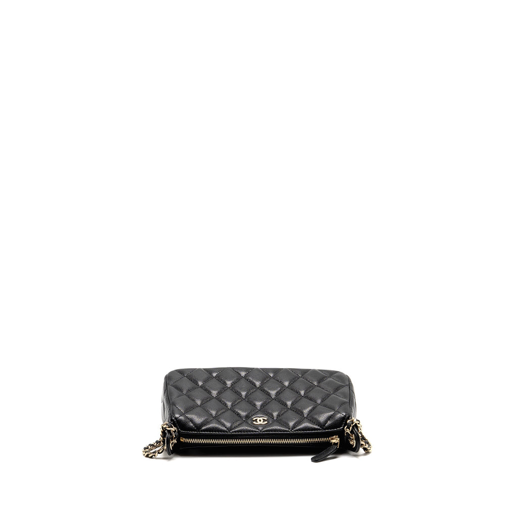CHANEL 25A ZIP CLUTCH WITH CHAIN CAVIAR BLACK LGHW (MICROCHIP)