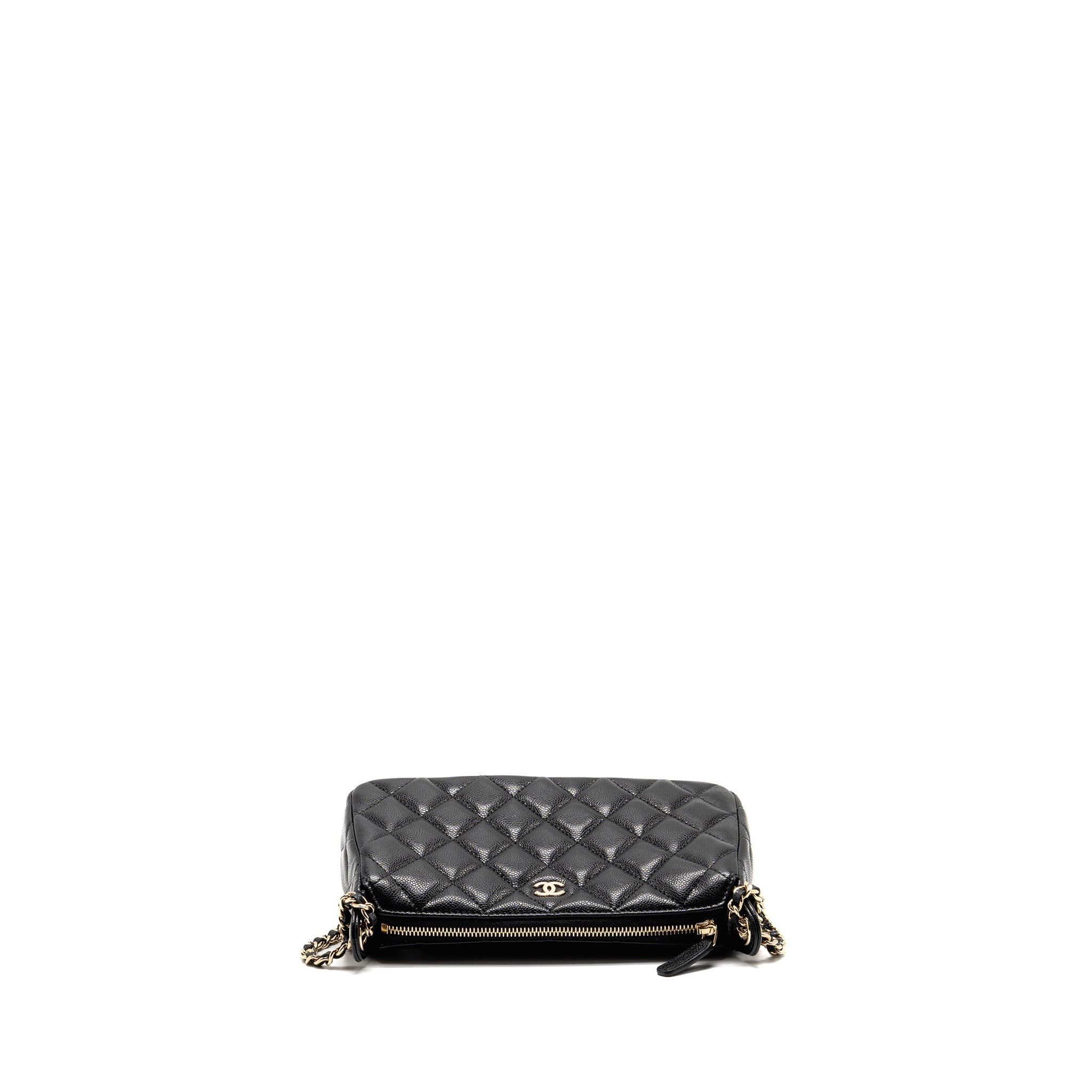 CHANEL 25A ZIP CLUTCH WITH CHAIN CAVIAR BLACK LGHW (MICROCHIP)