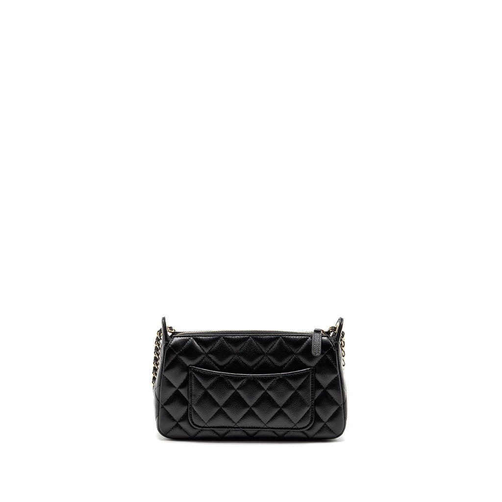 CHANEL 25A ZIP CLUTCH WITH CHAIN CAVIAR BLACK LGHW (MICROCHIP)