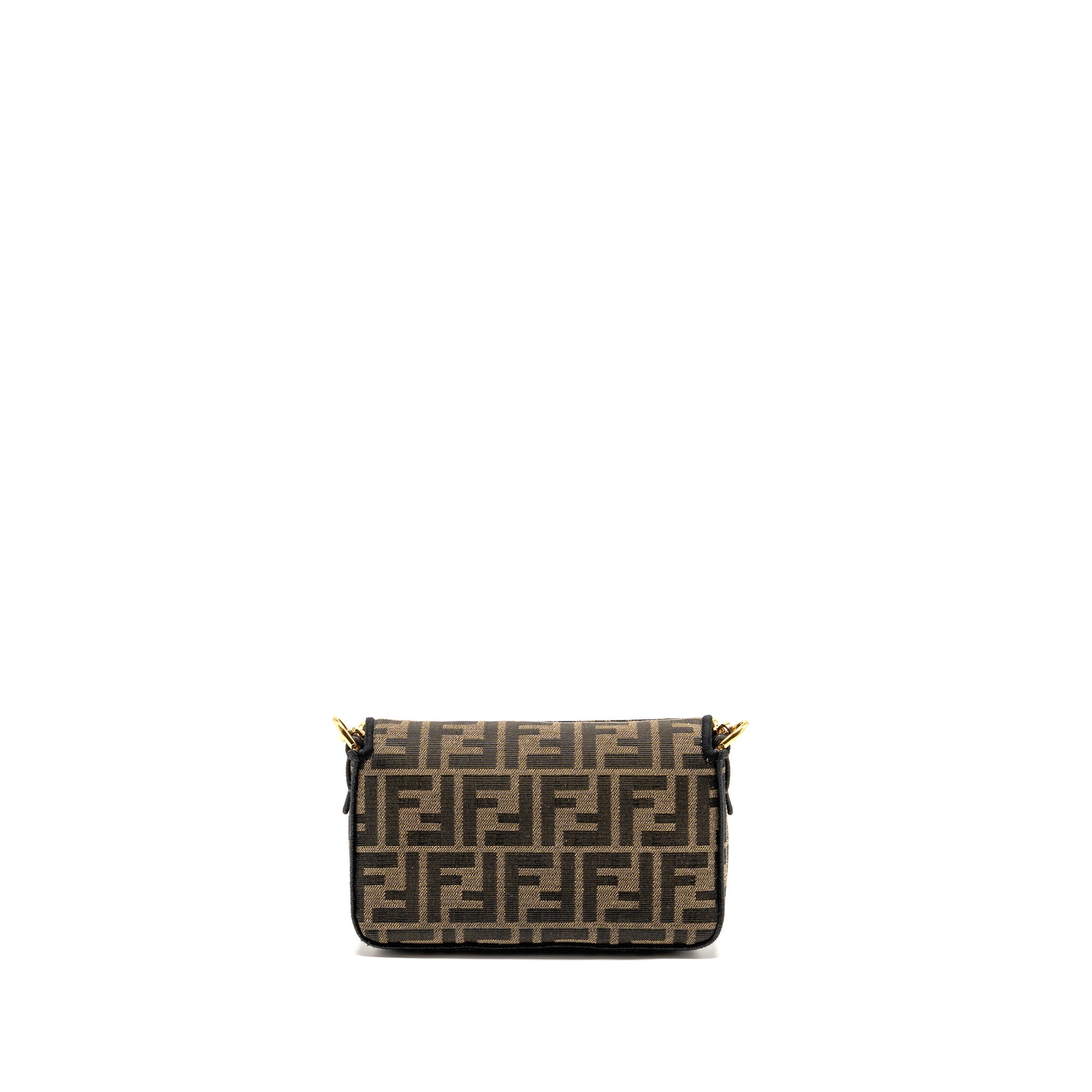 FENDI MINI BAGUETTE FF JACQUARD CANVAS BROWN GHW