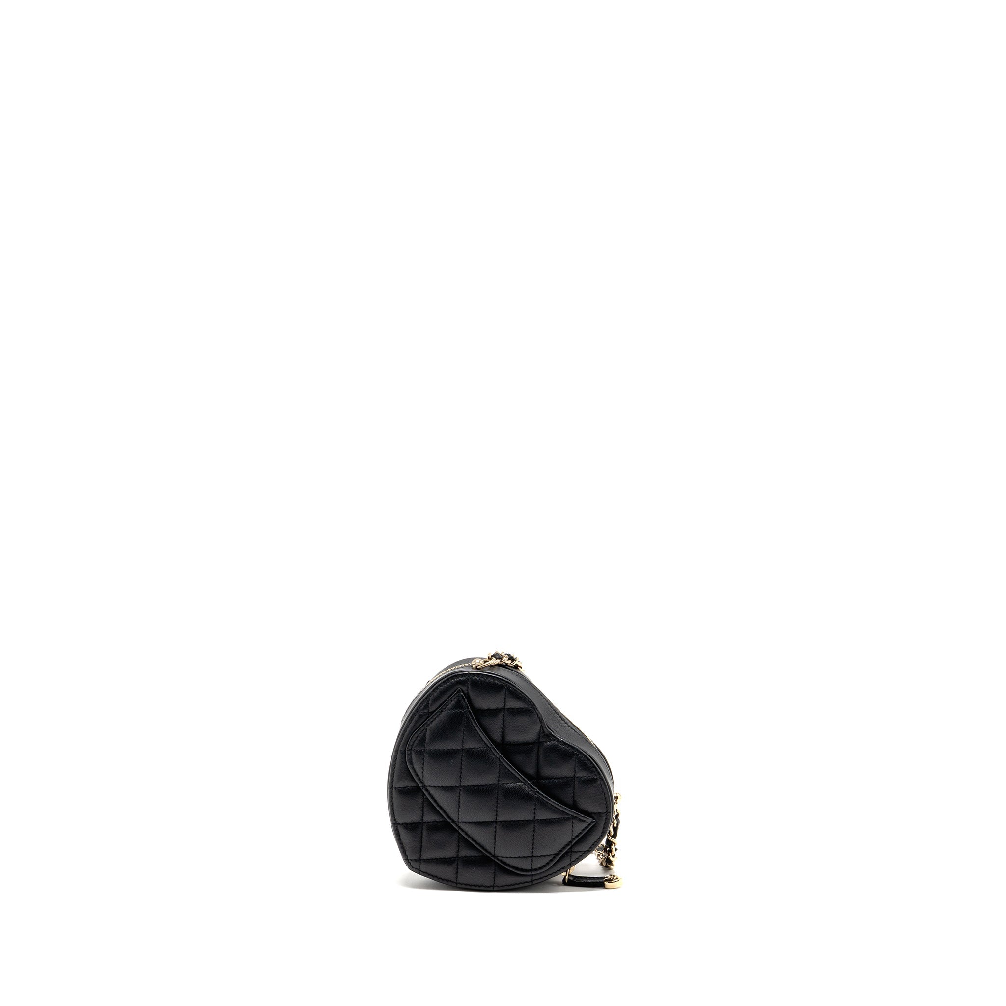 CHANEL SMALL HEART BAG LAMBSKIN BLACK LGHW