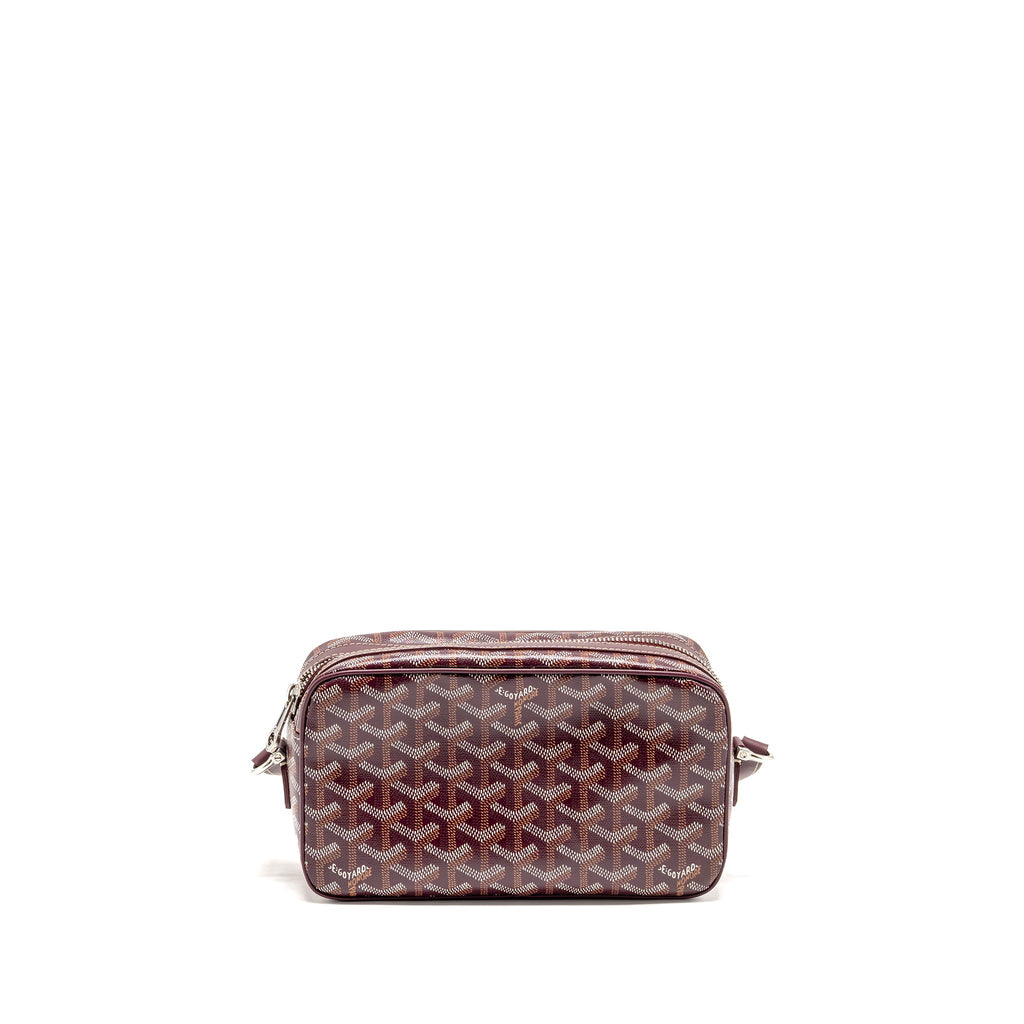 GOYARD CAP-VERT PM BAG GOYARDINE CANVAS/CERVON CALFSKIN BURGUNDY SHW