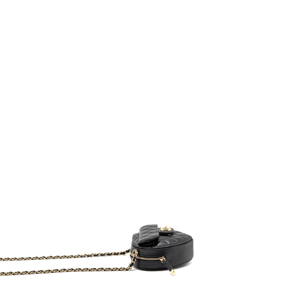CHANEL SMALL HEART BAG LAMBSKIN BLACK LGHW