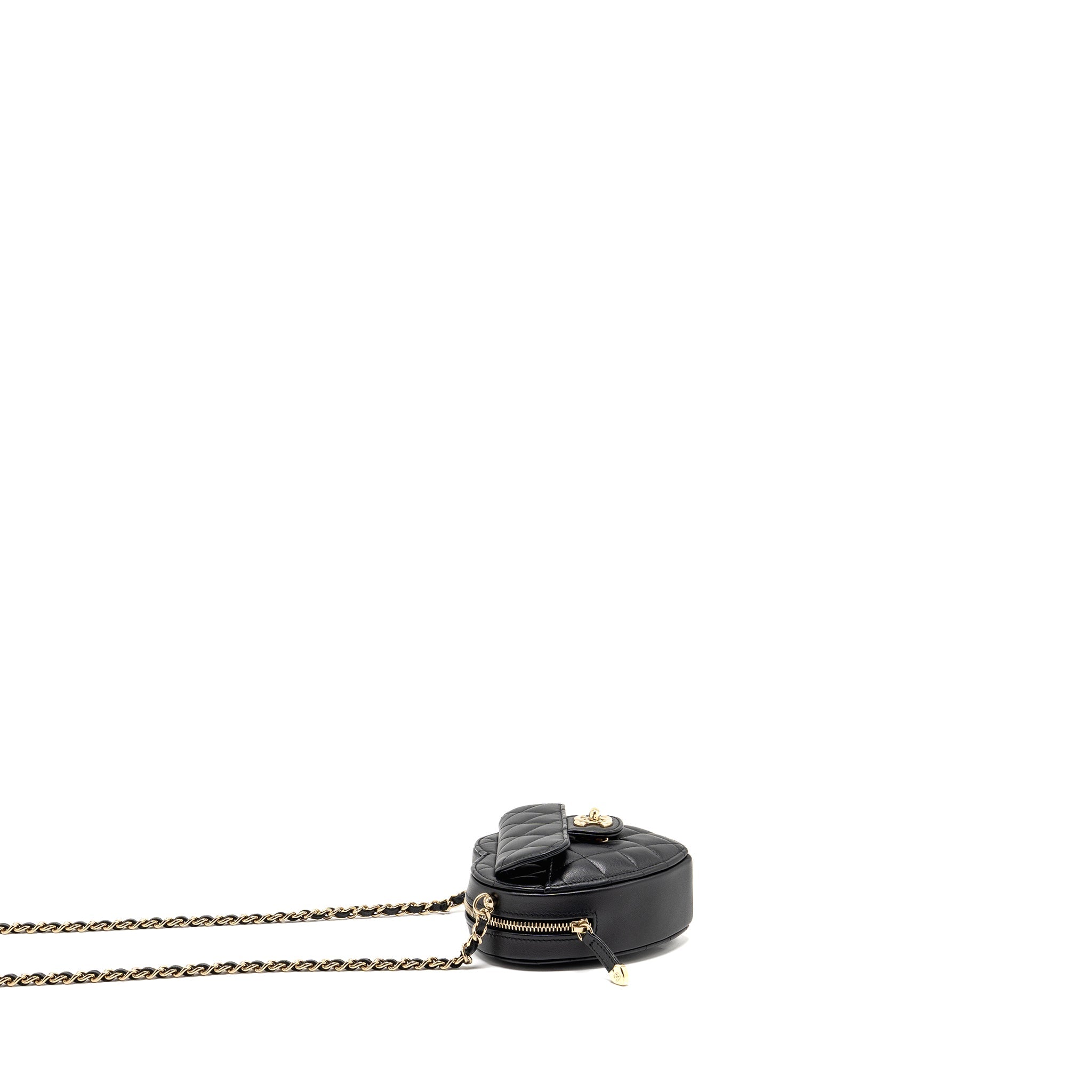 CHANEL SMALL HEART BAG LAMBSKIN BLACK LGHW