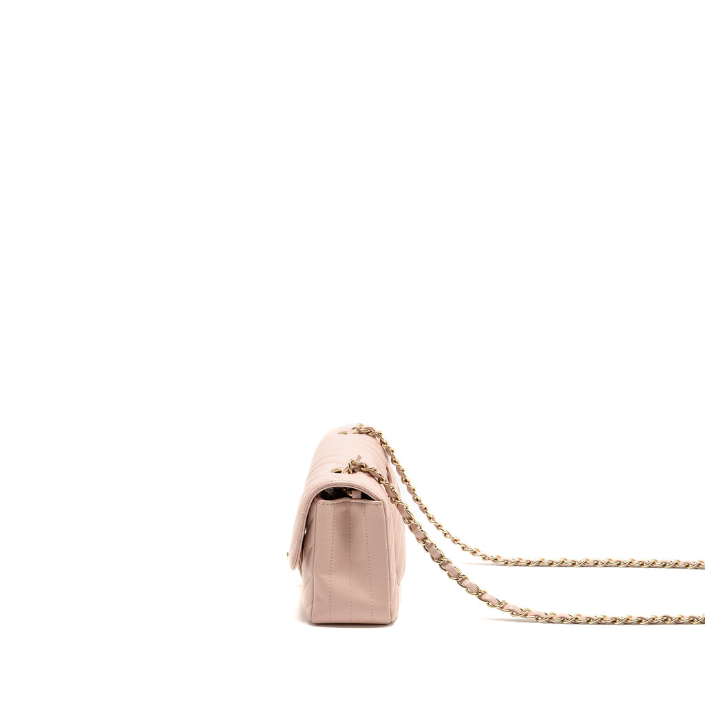 CHANEL MINI RECTANGULAR FLAP BAG CHEVRON LAMBSKIN PINK LGHW