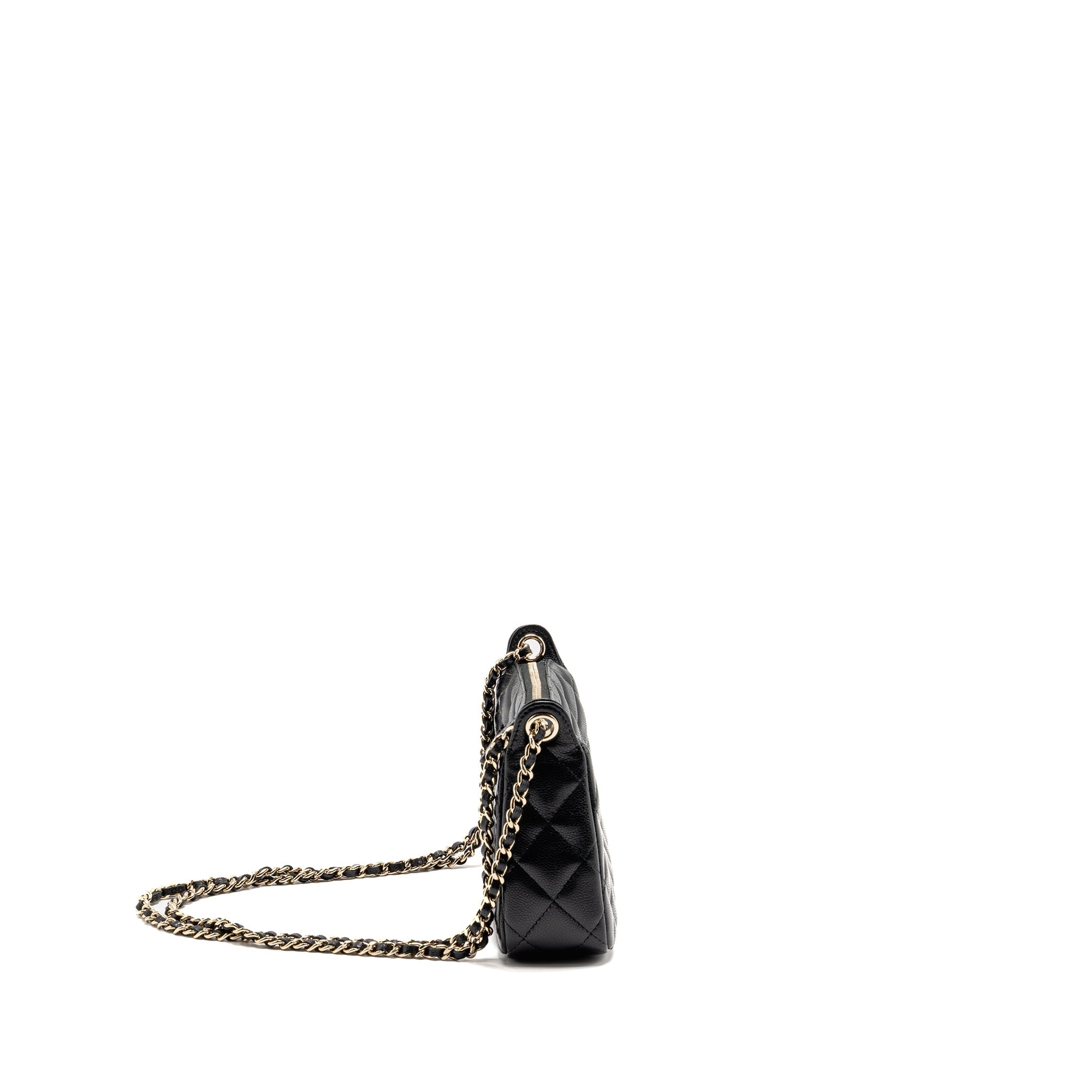 CHANEL 25A ZIP CLUTCH WITH CHAIN CAVIAR BLACK LGHW (MICROCHIP)