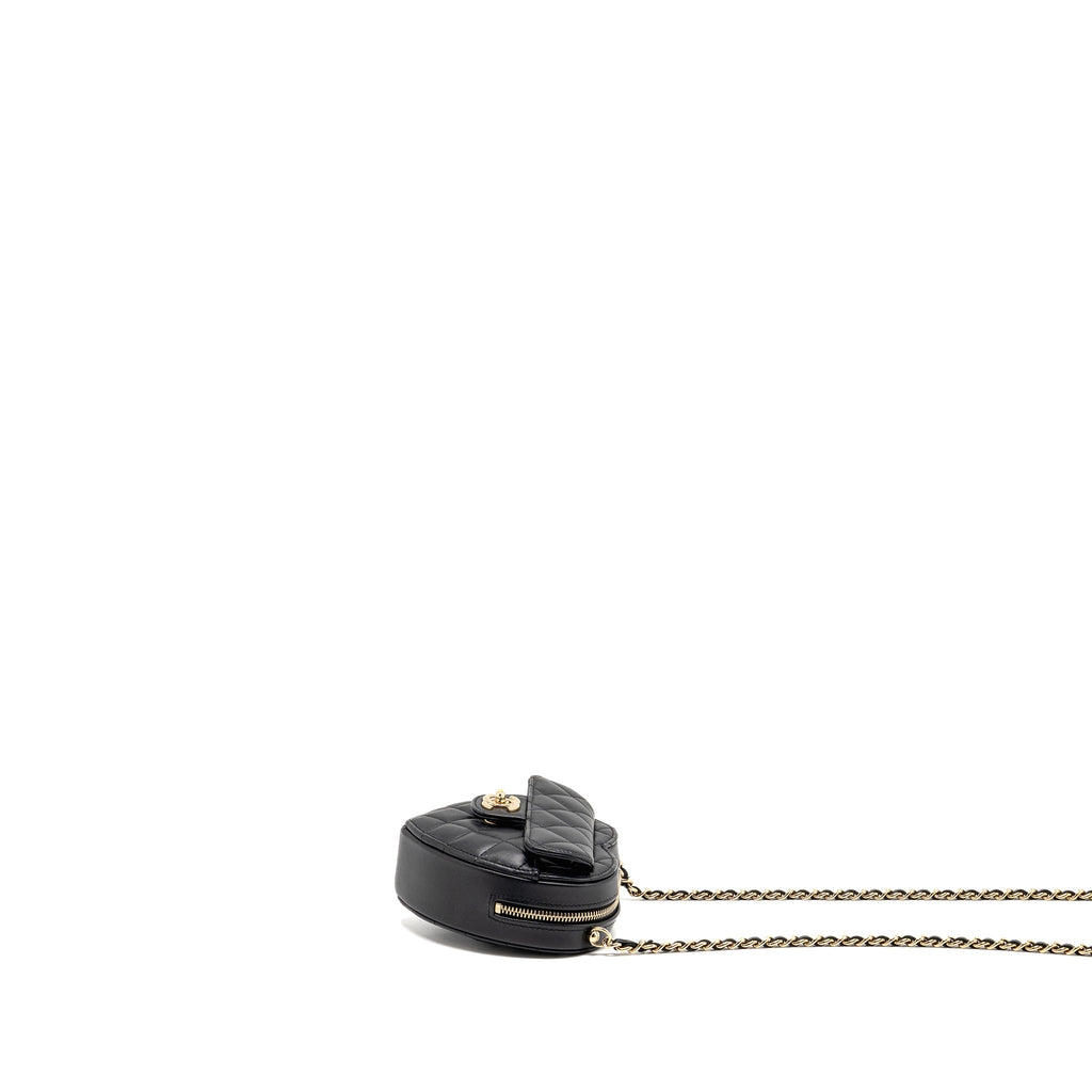 CHANEL SMALL HEART BAG LAMBSKIN BLACK LGHW