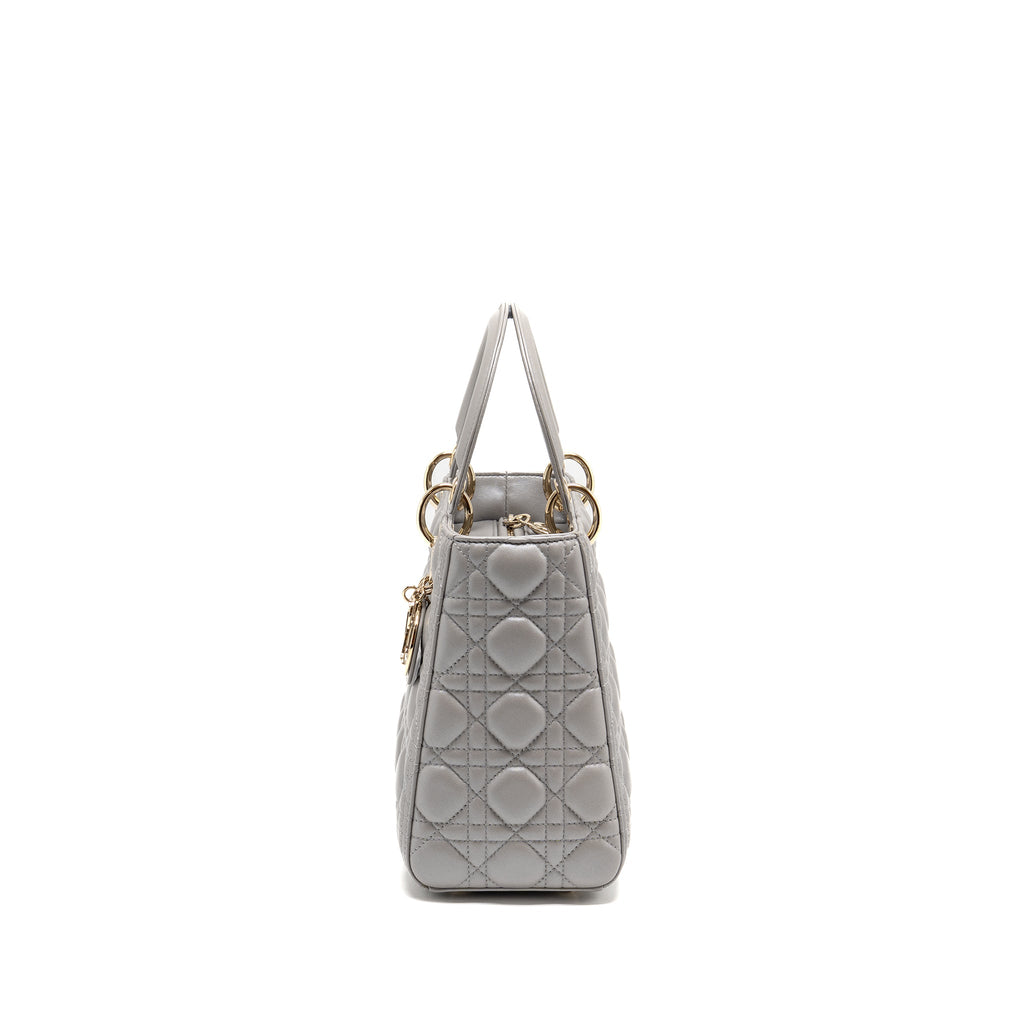 DIOR MEDIUM LADY DIOR LAMBSKIN GREY LGHW
