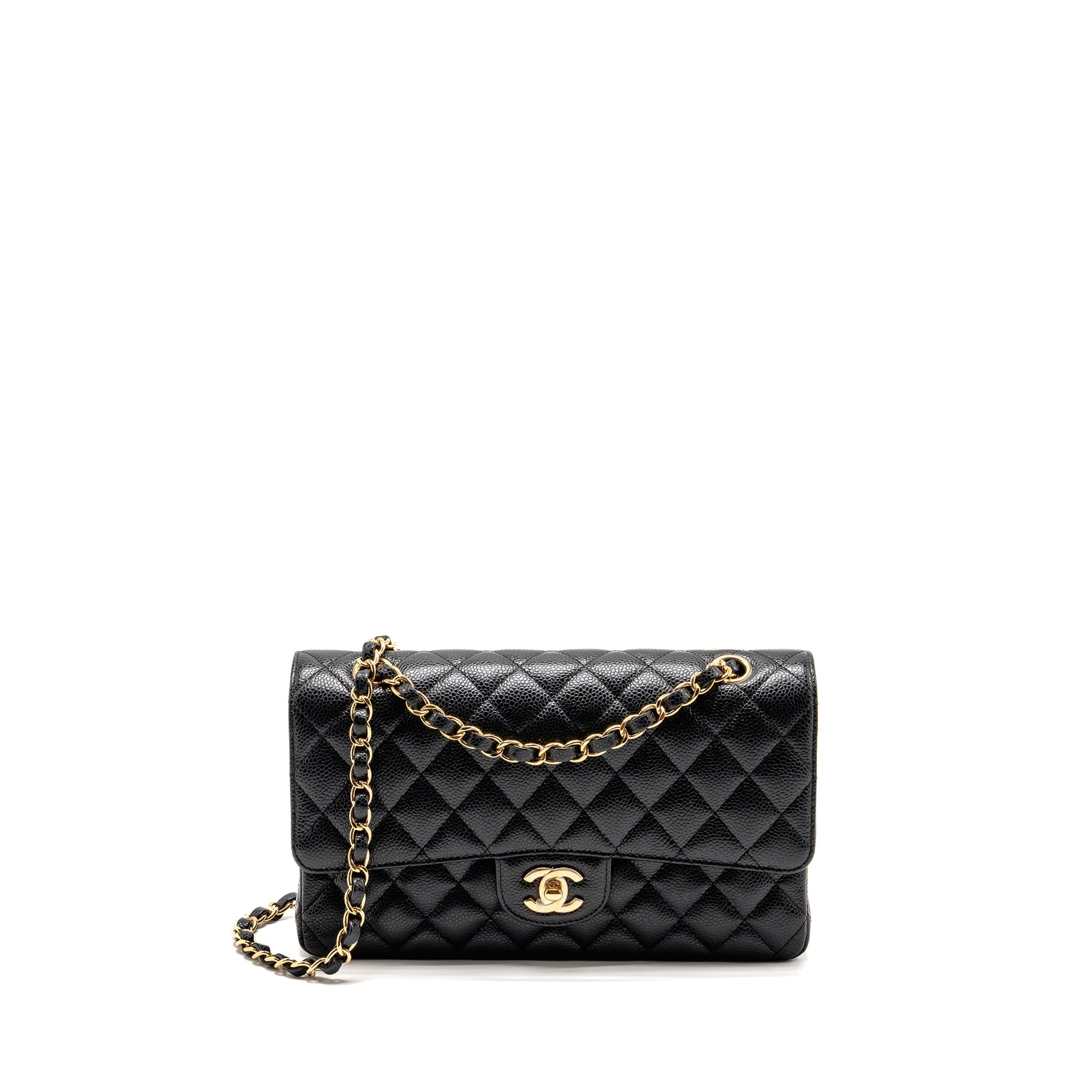 CHANEL MEDIUM CLASSIC DOUBLE FLAP BAG CAVIAR BLACK GHW