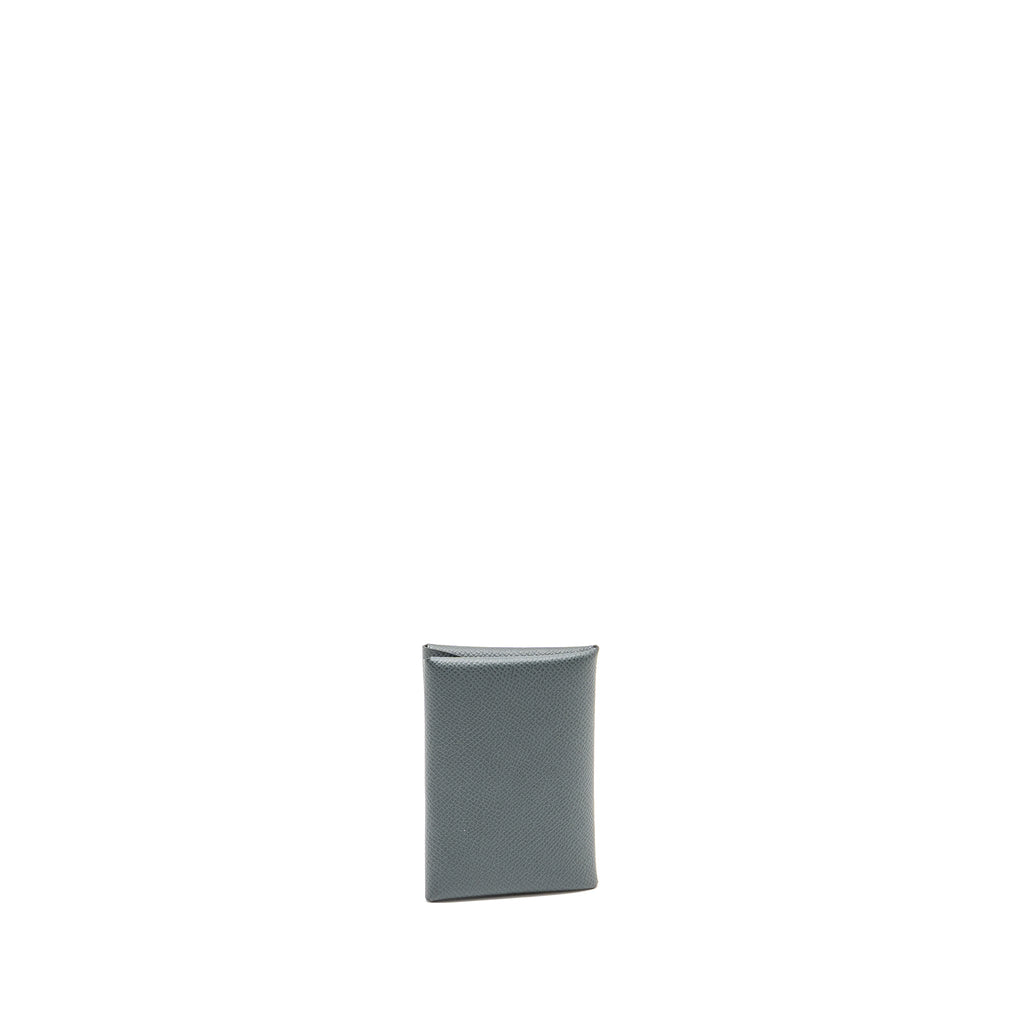 HERMES CALVI DUO CARD HOLDER EPSOM Y7 BLEU ORAGE SHW
